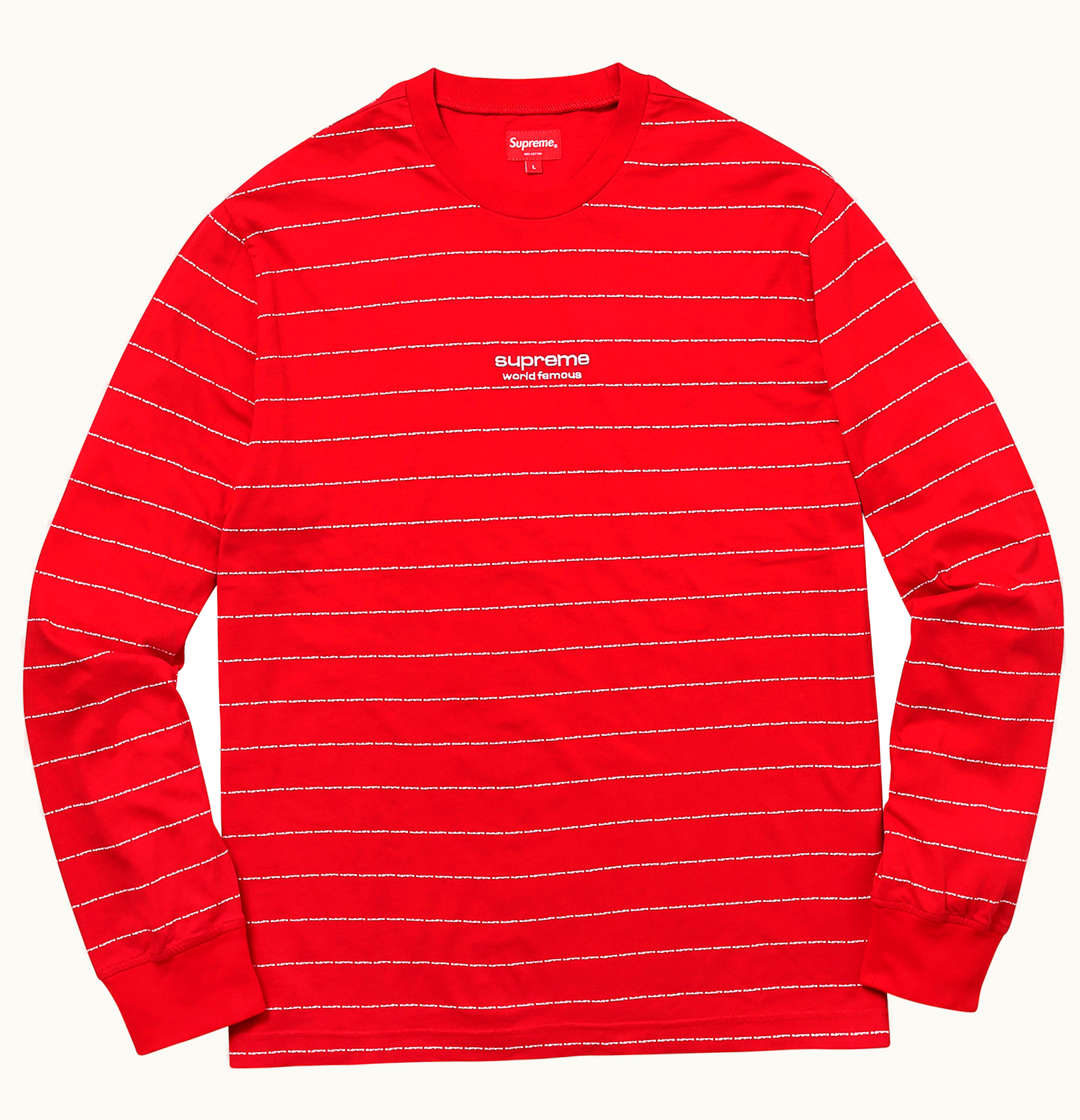 Supreme Supreme Logo Stripe LS Top Red