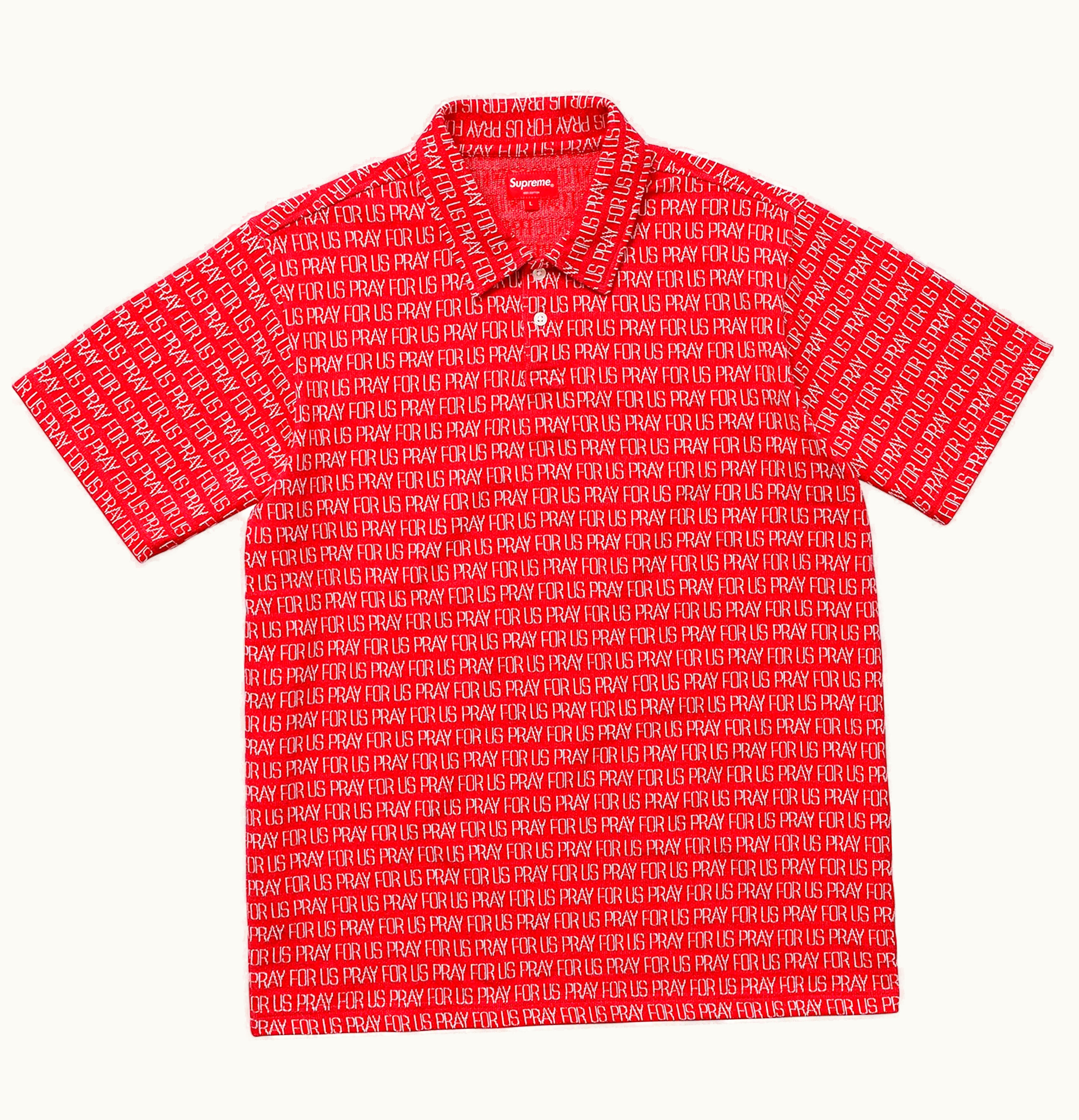 Supreme Supreme Pray For Us Jacquard Polo Red
