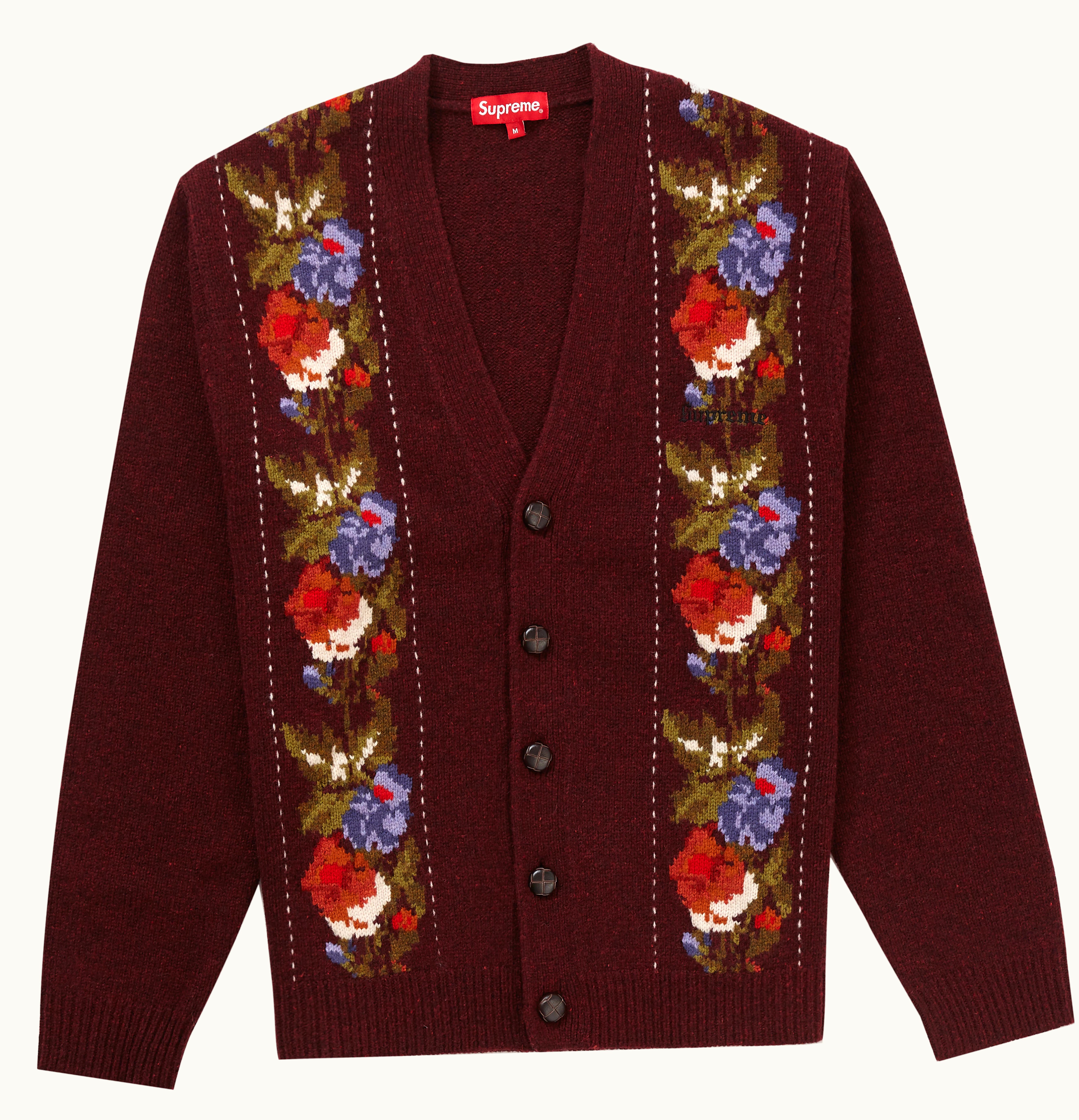 Supreme Supreme Floral Stripe Cardigan Red