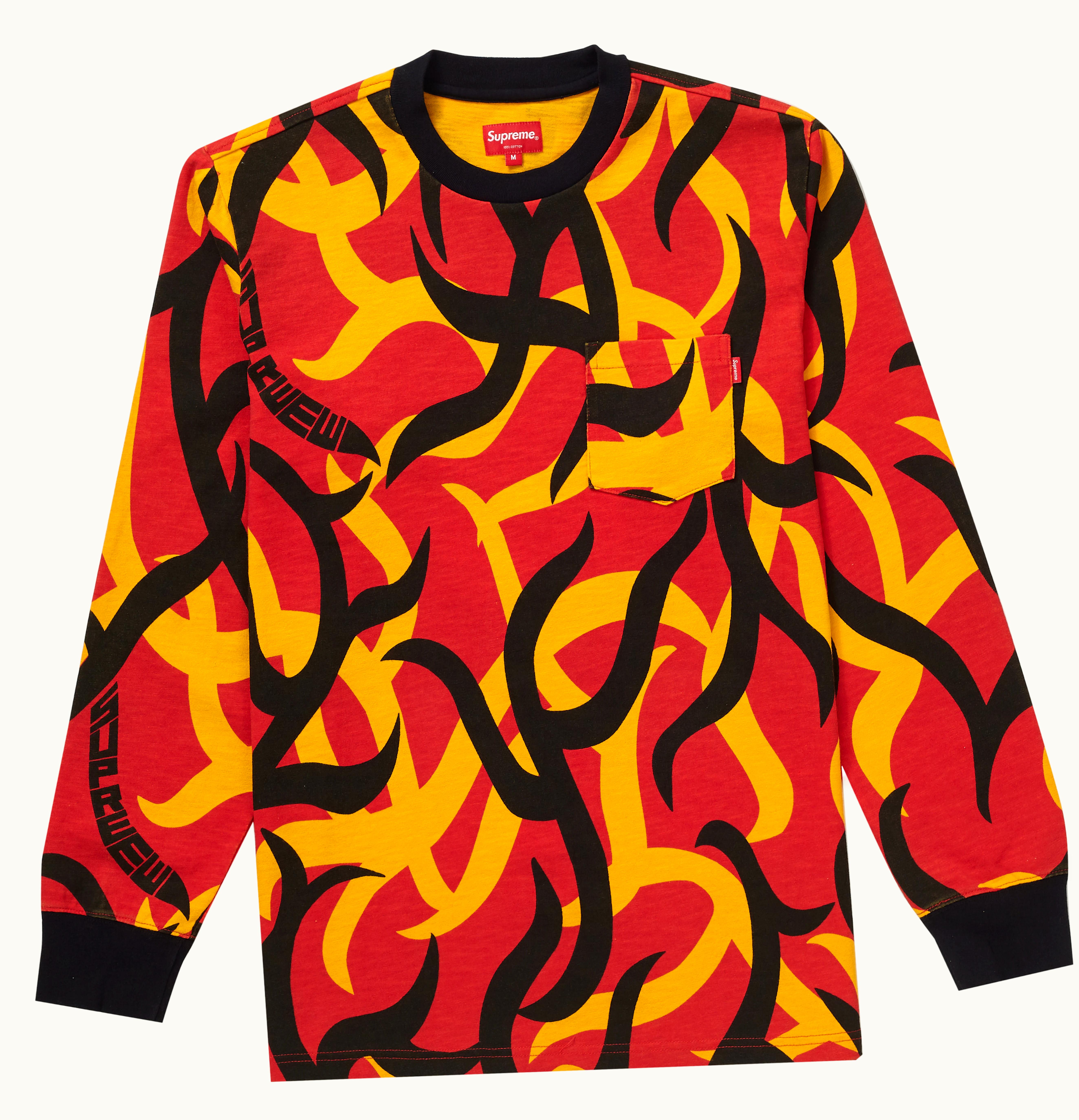 Supreme Supreme L S Pocket Tee Red Tribal Camo