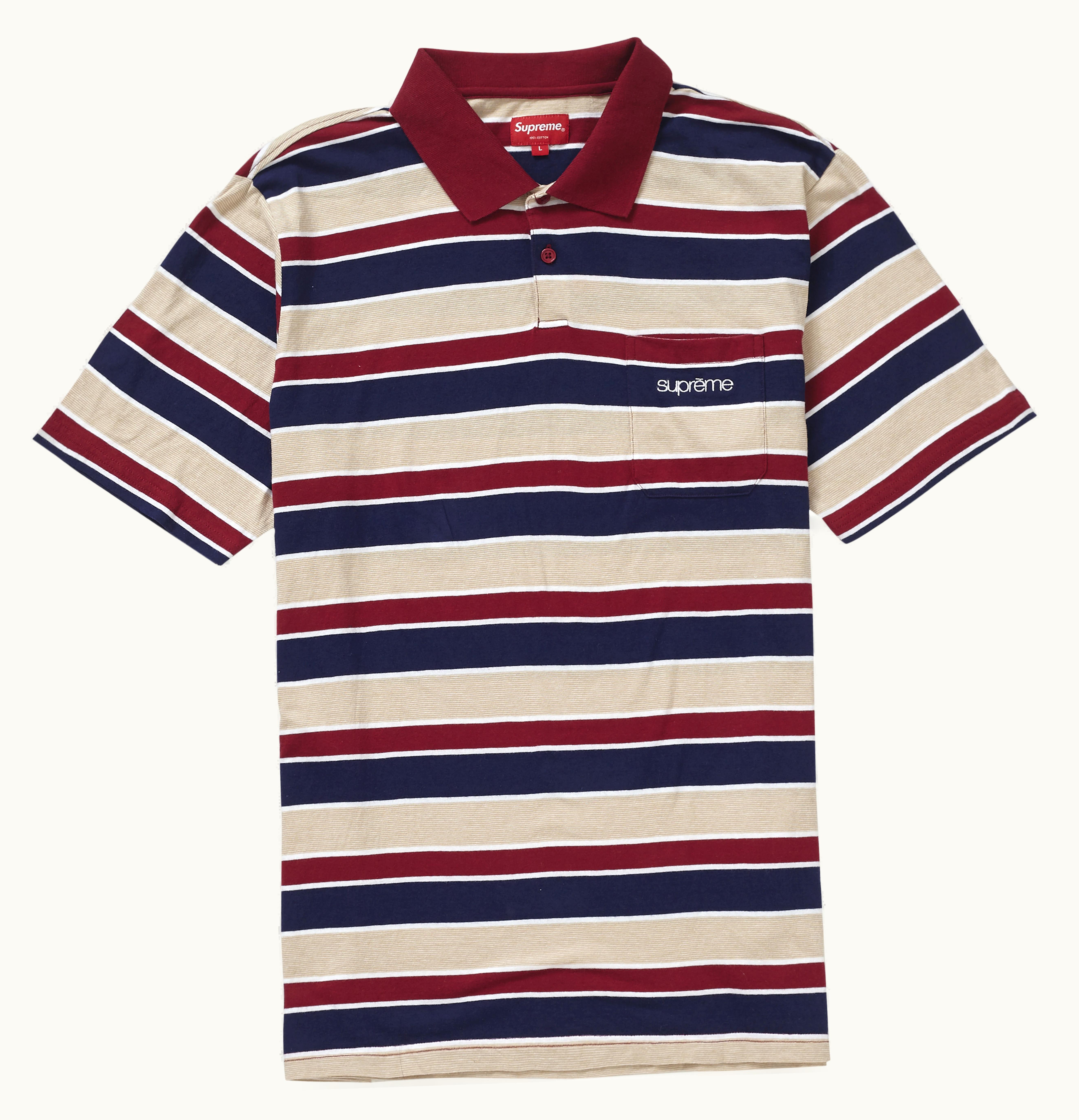 Supreme Supreme Classic Logo Stripe Polo Dark Red