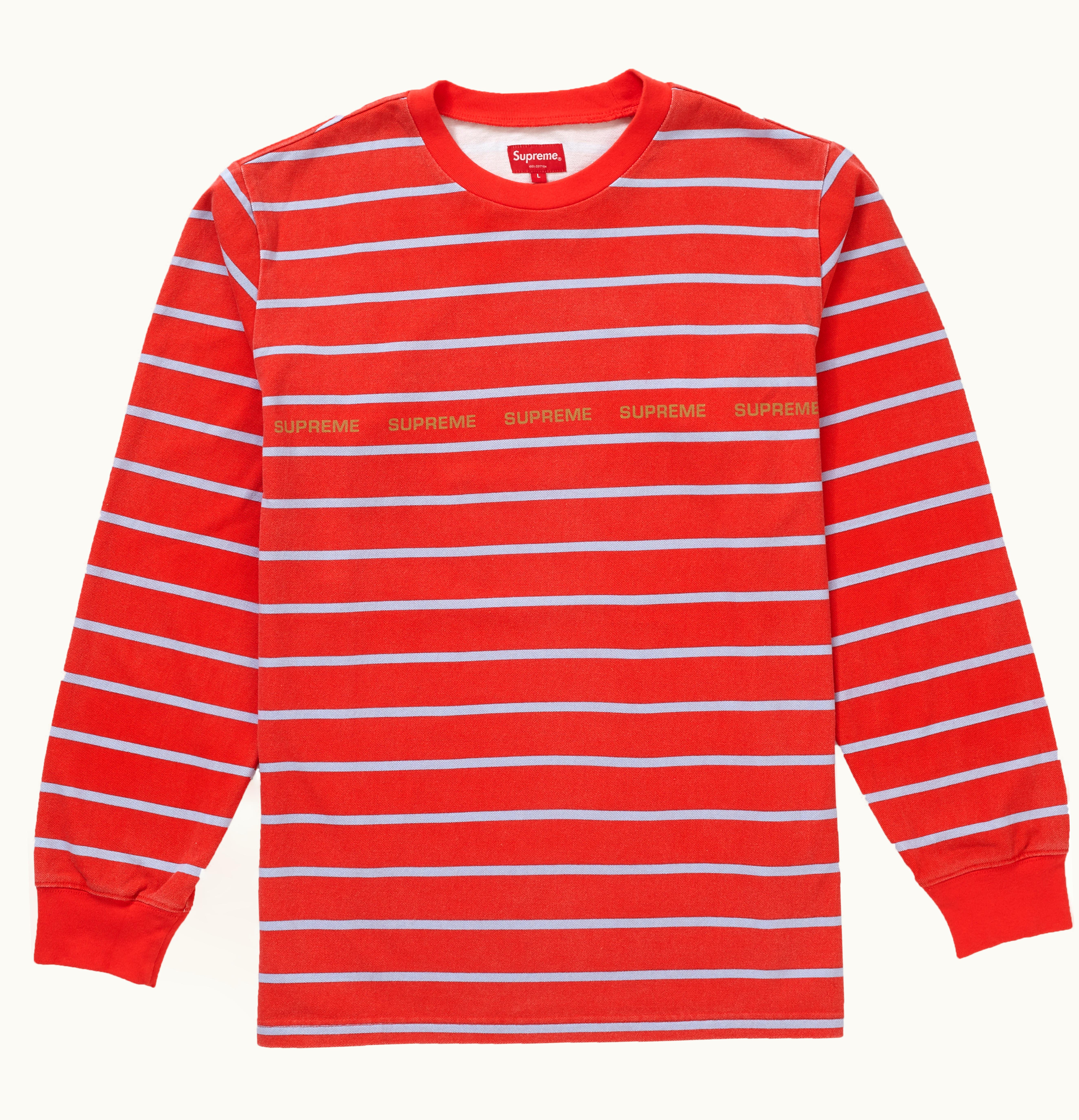 Supreme Supreme Printed Stripe Pique L S Top Red