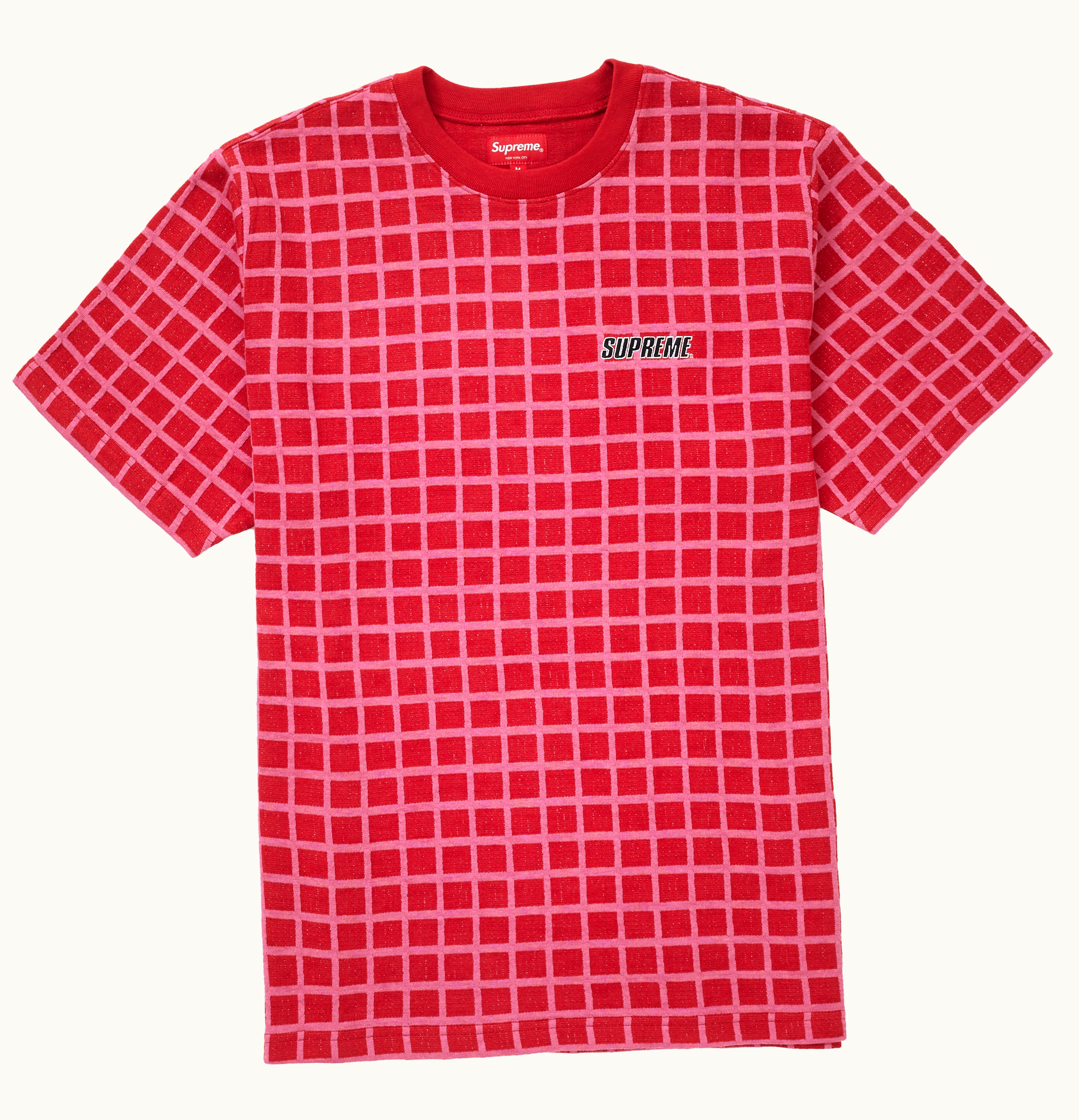 Supreme Supreme Grid Jacquard S S Top Red