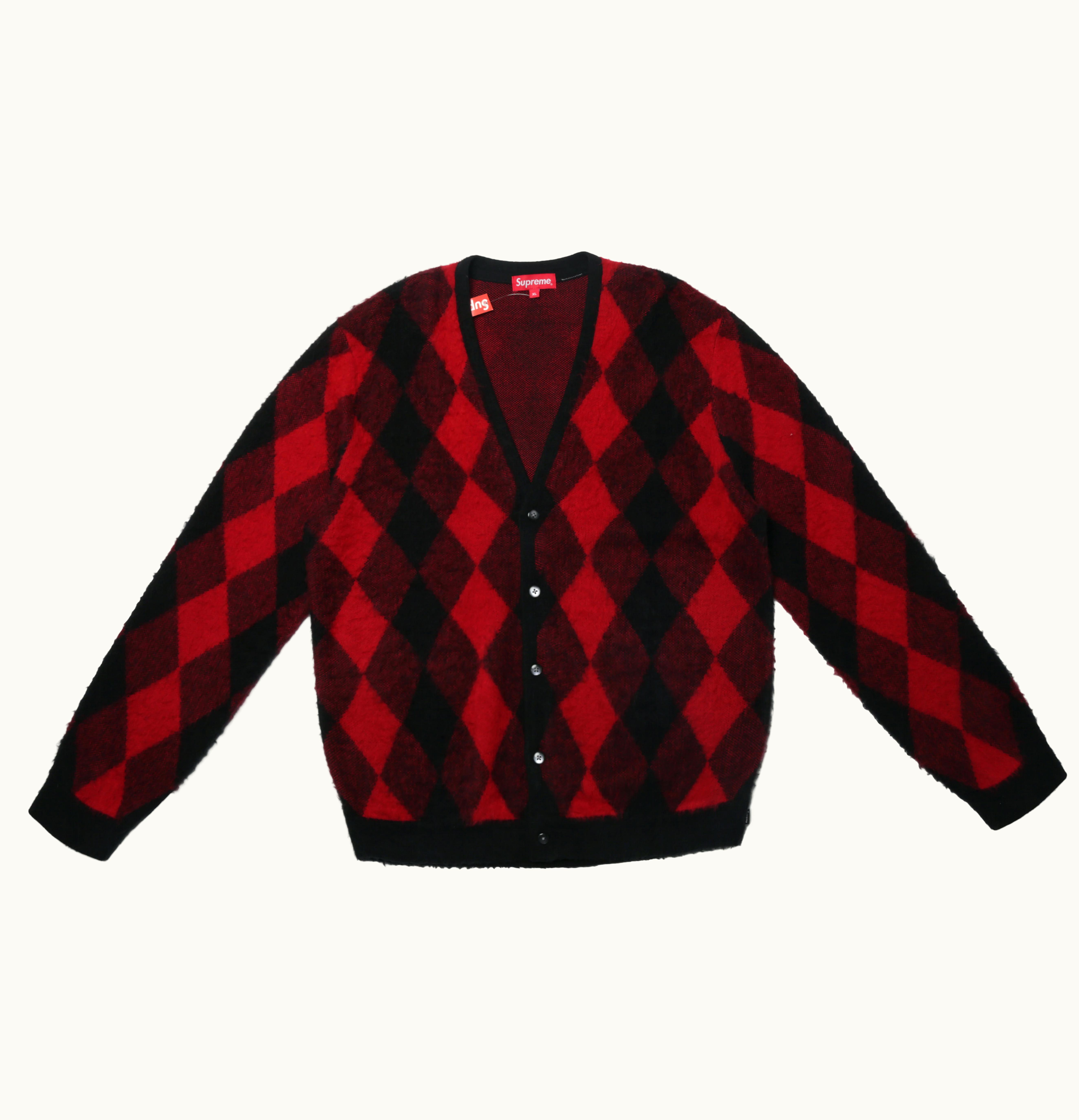 Supreme Supreme Brushed Argyle Cardigan Red