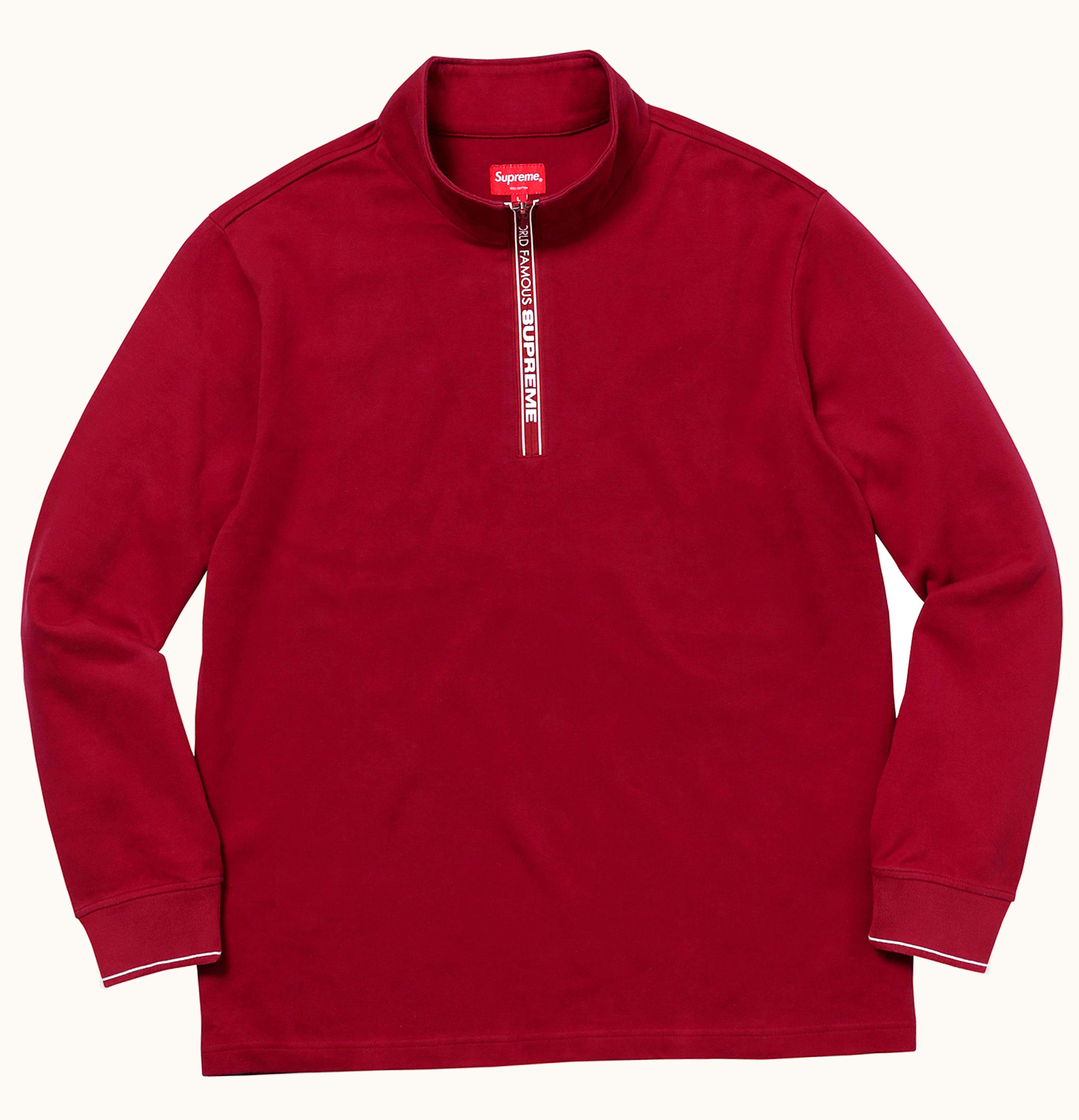 Supreme Supreme World Famous Half Zip Pullover Dark Red