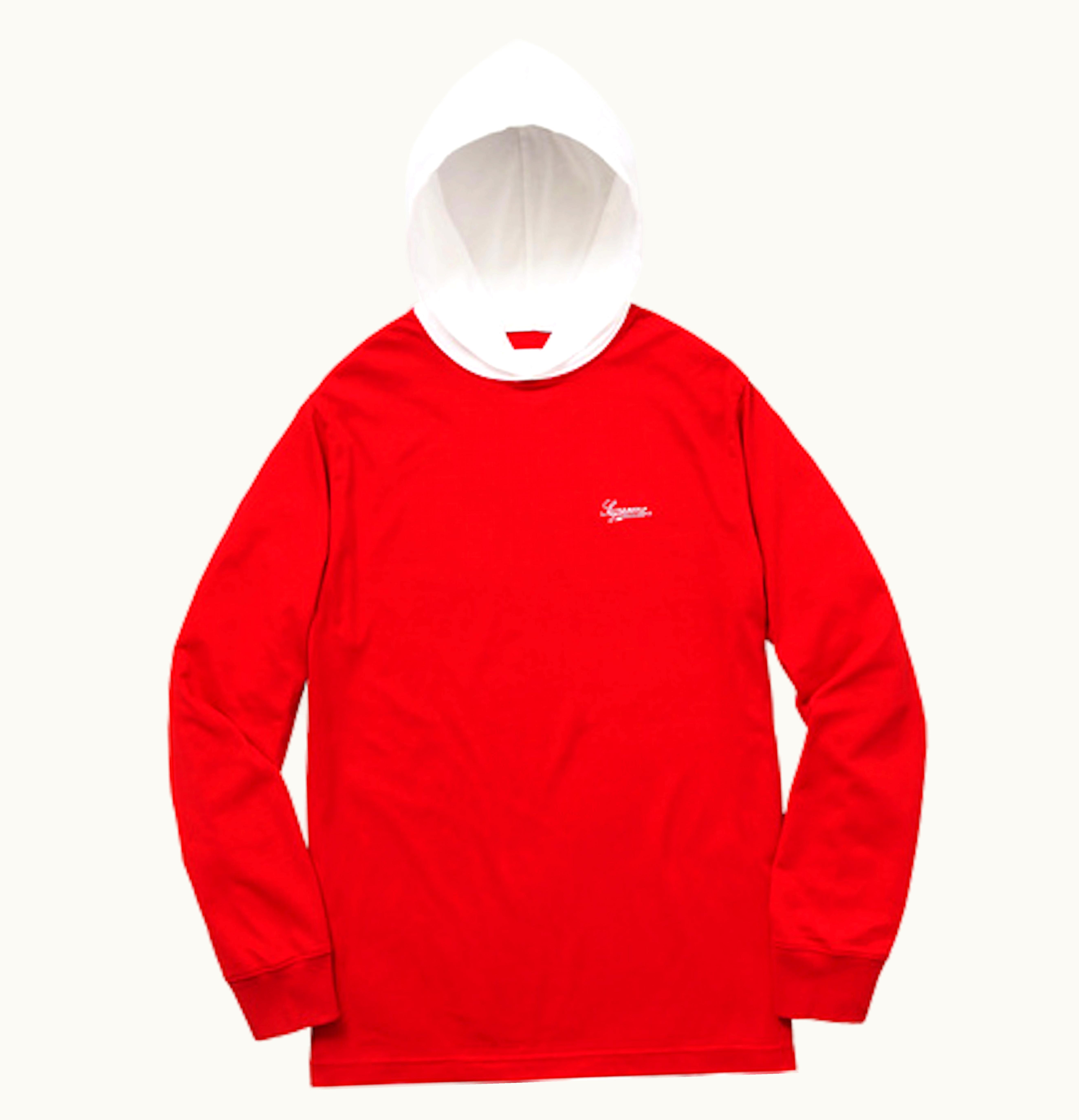 Supreme Supreme Contrast Hooded LS Top Red