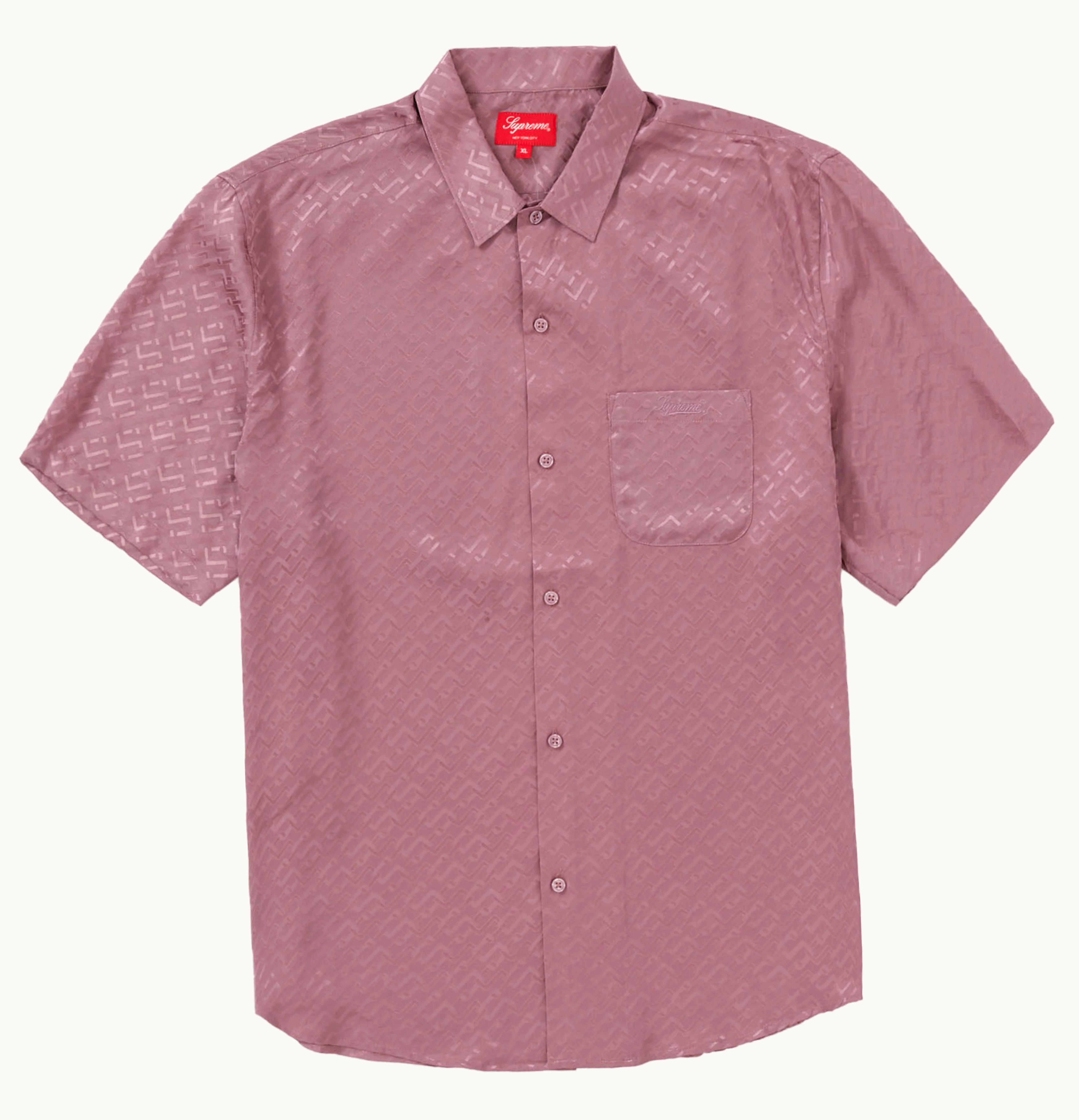 Supreme Supreme Tonal Monogram Silk S S Shirt Red