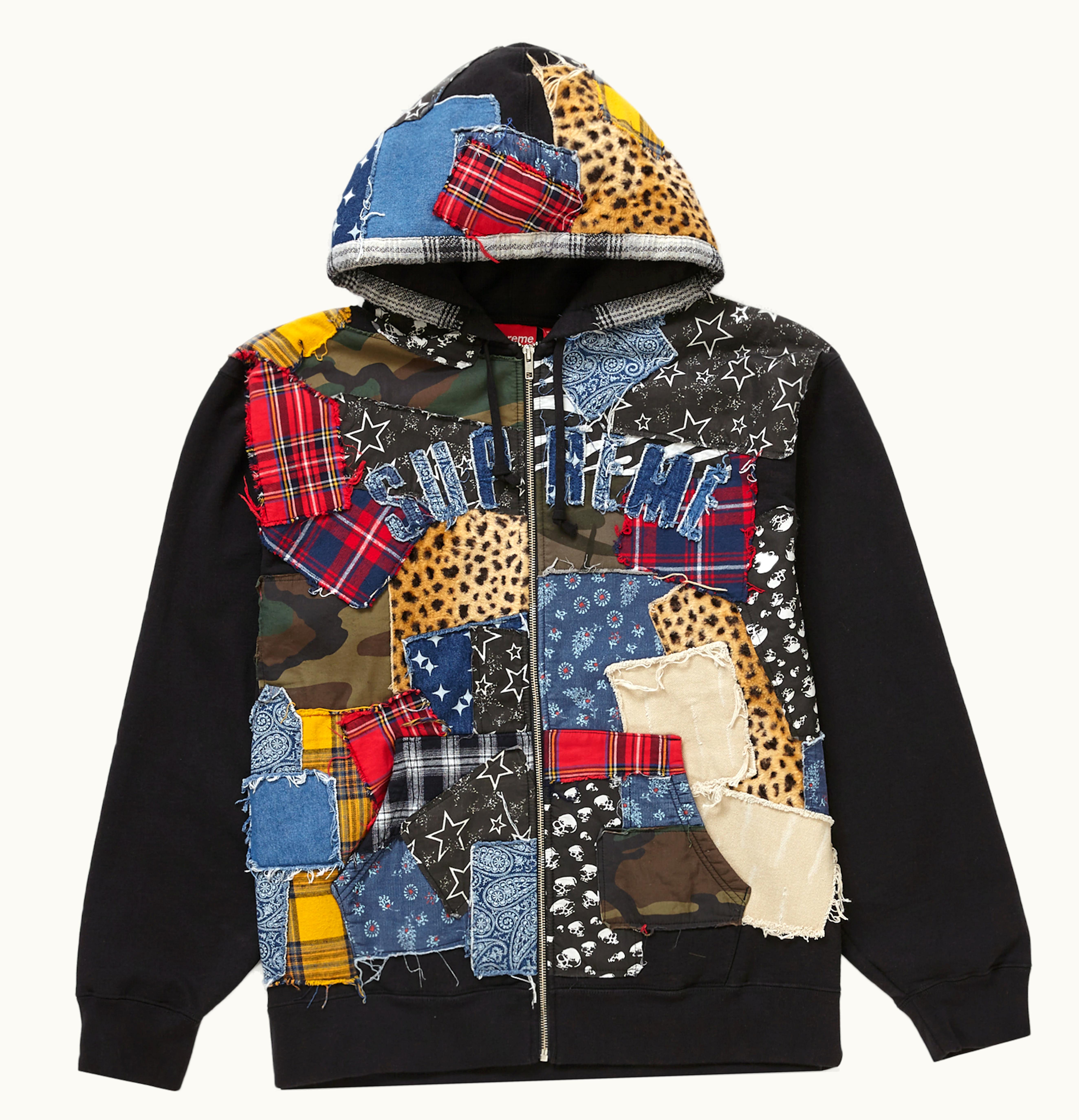 Supreme Supreme Patchwork Zip Up Hooded Sweatshirt Black