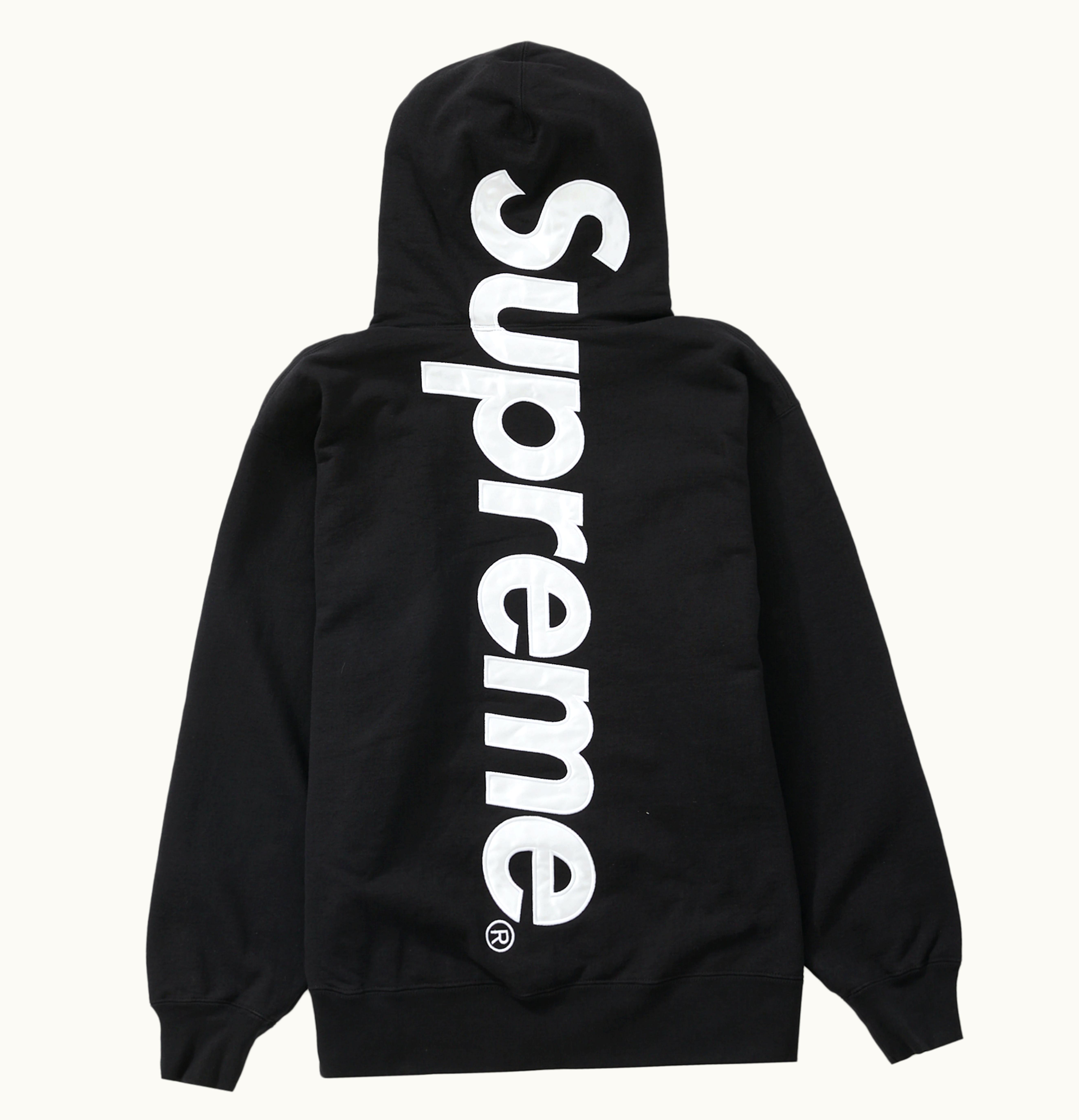 Supreme Supreme Satin Applique Hooded Sweatshirt Black