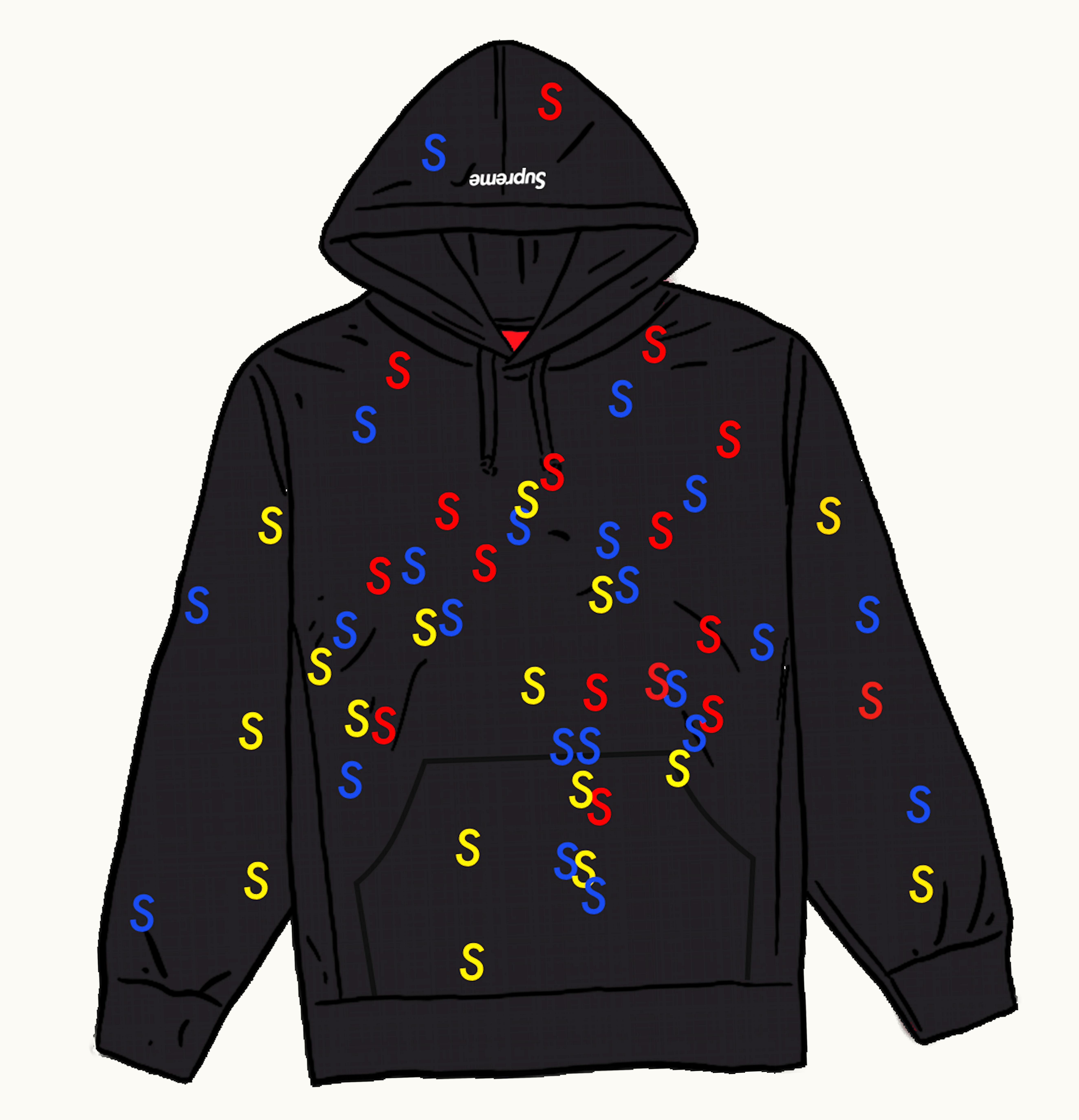 Supreme Supreme Embroidered S Hooded Sweatshirt Black