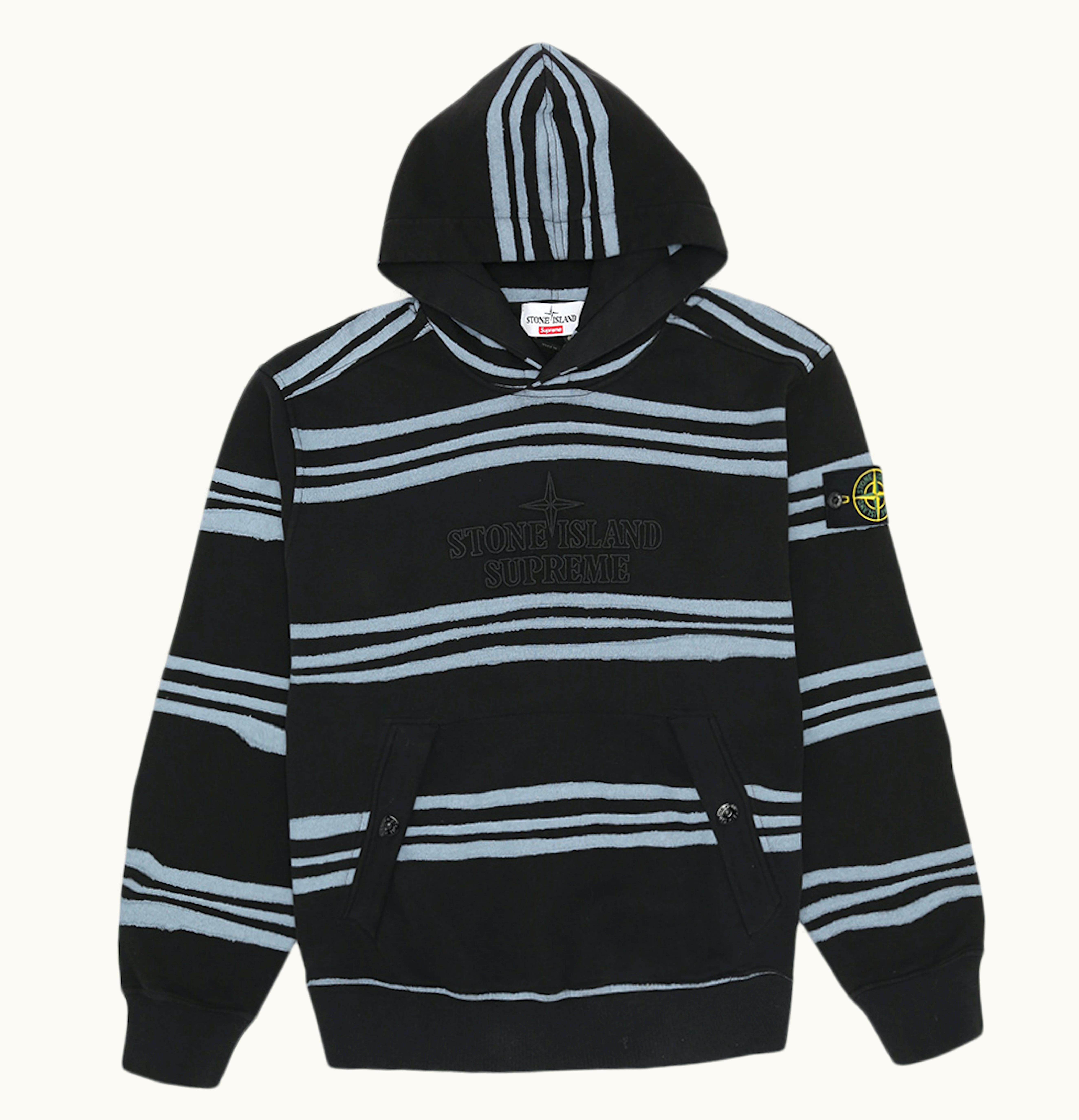 Supreme Supreme Stone Island Warp Stripe Hooded Sweatshirt Black