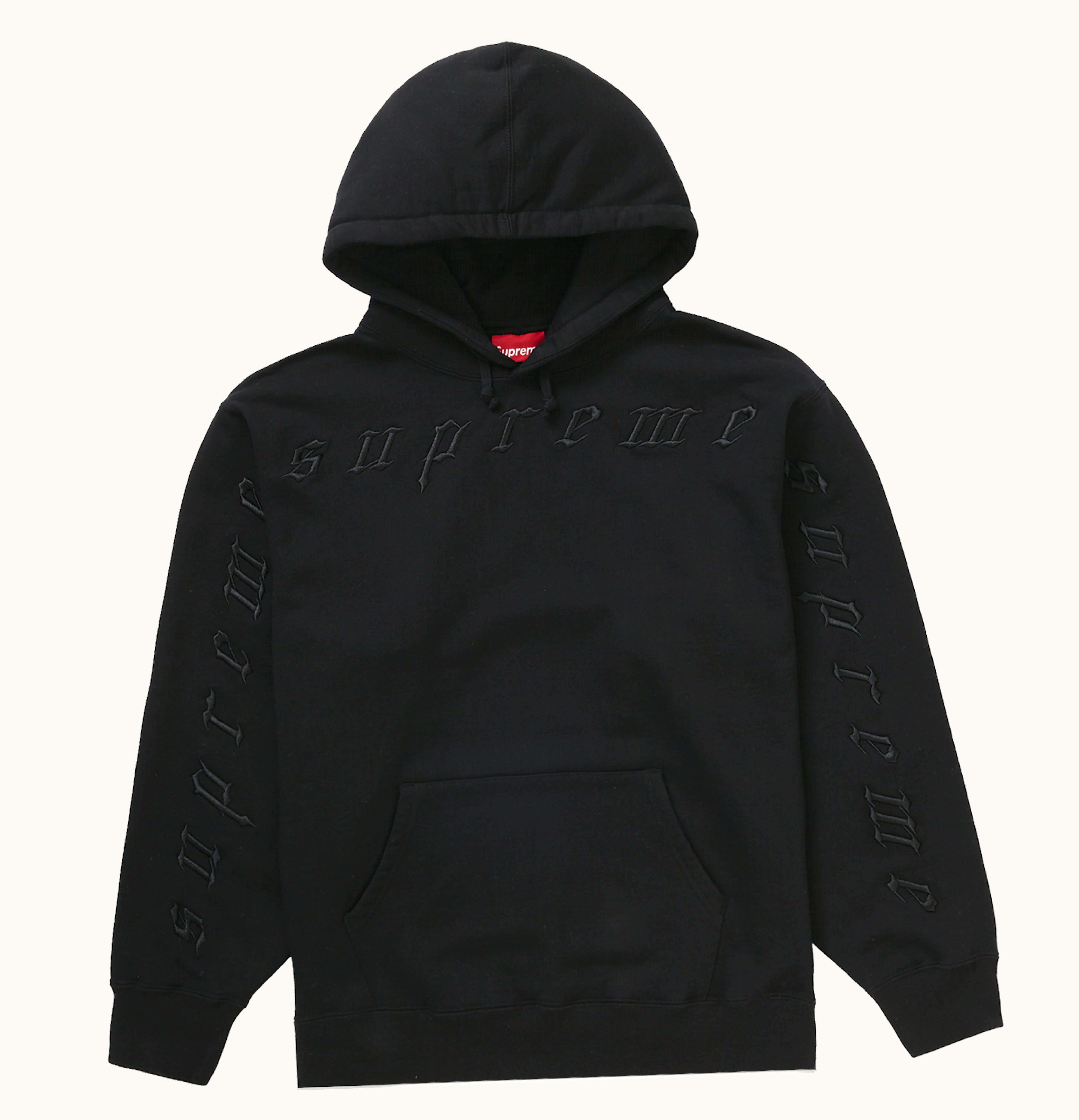 Supreme Supreme Raised Embroidery Hooded Sweatshirt Black