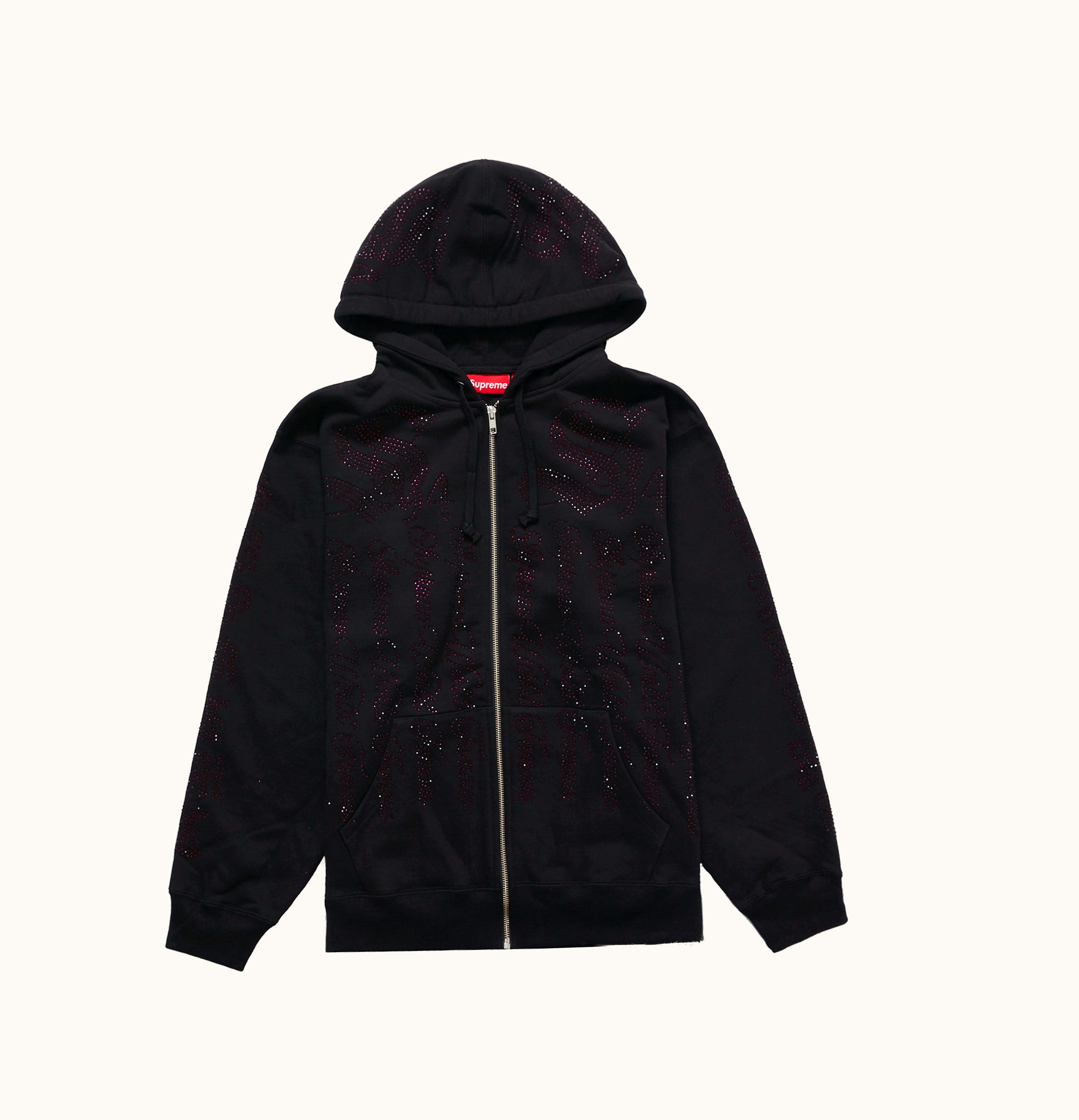 Supreme Supreme Rhinestone Zip Up Hooded Sweatshirt Black