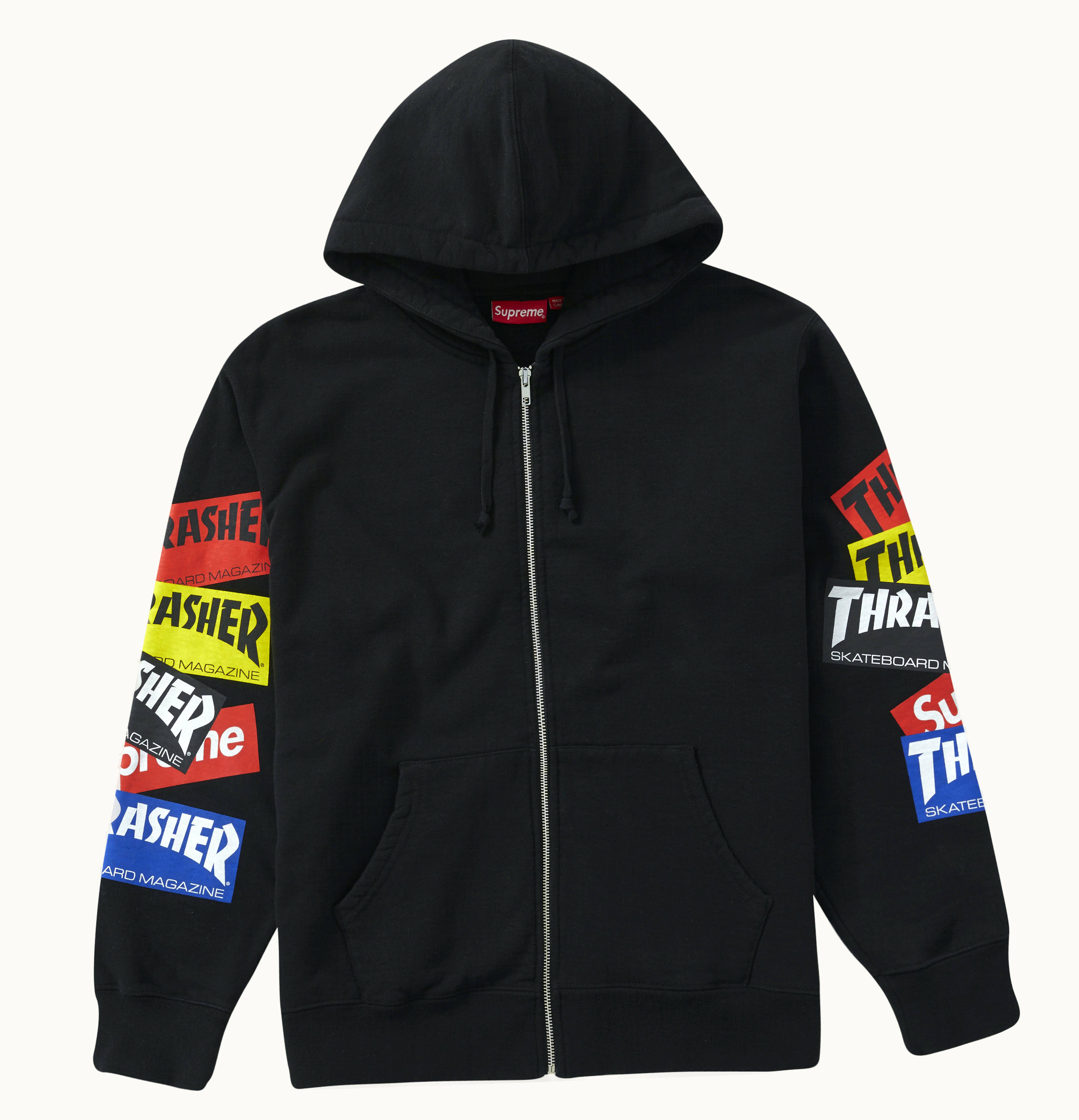 Supreme Supreme Thrasher Multi Logo Zip Up Hooded Sweatshirt Black