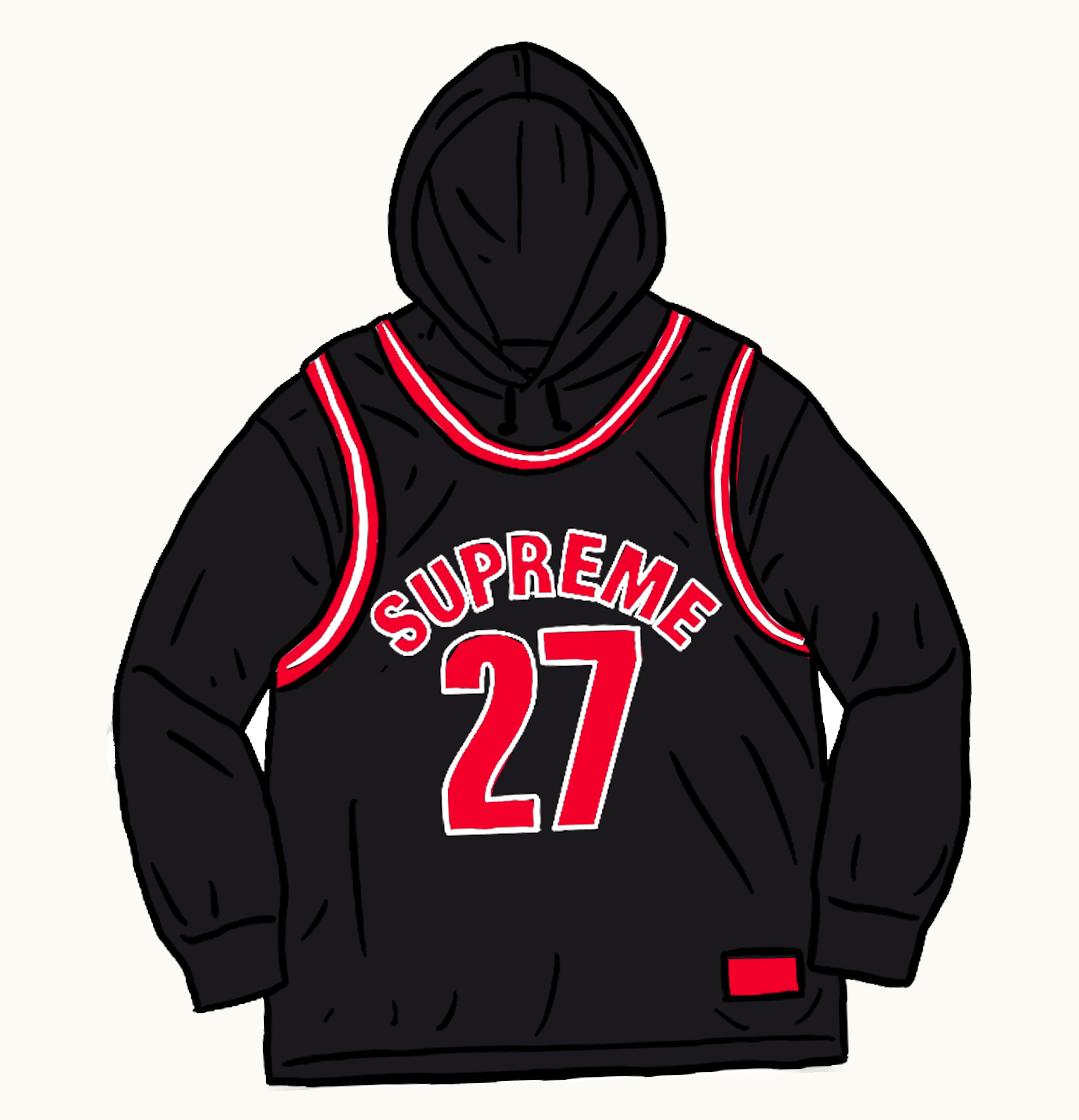 Supreme Supreme Basketball Jersey Hooded Sweatshirt Black