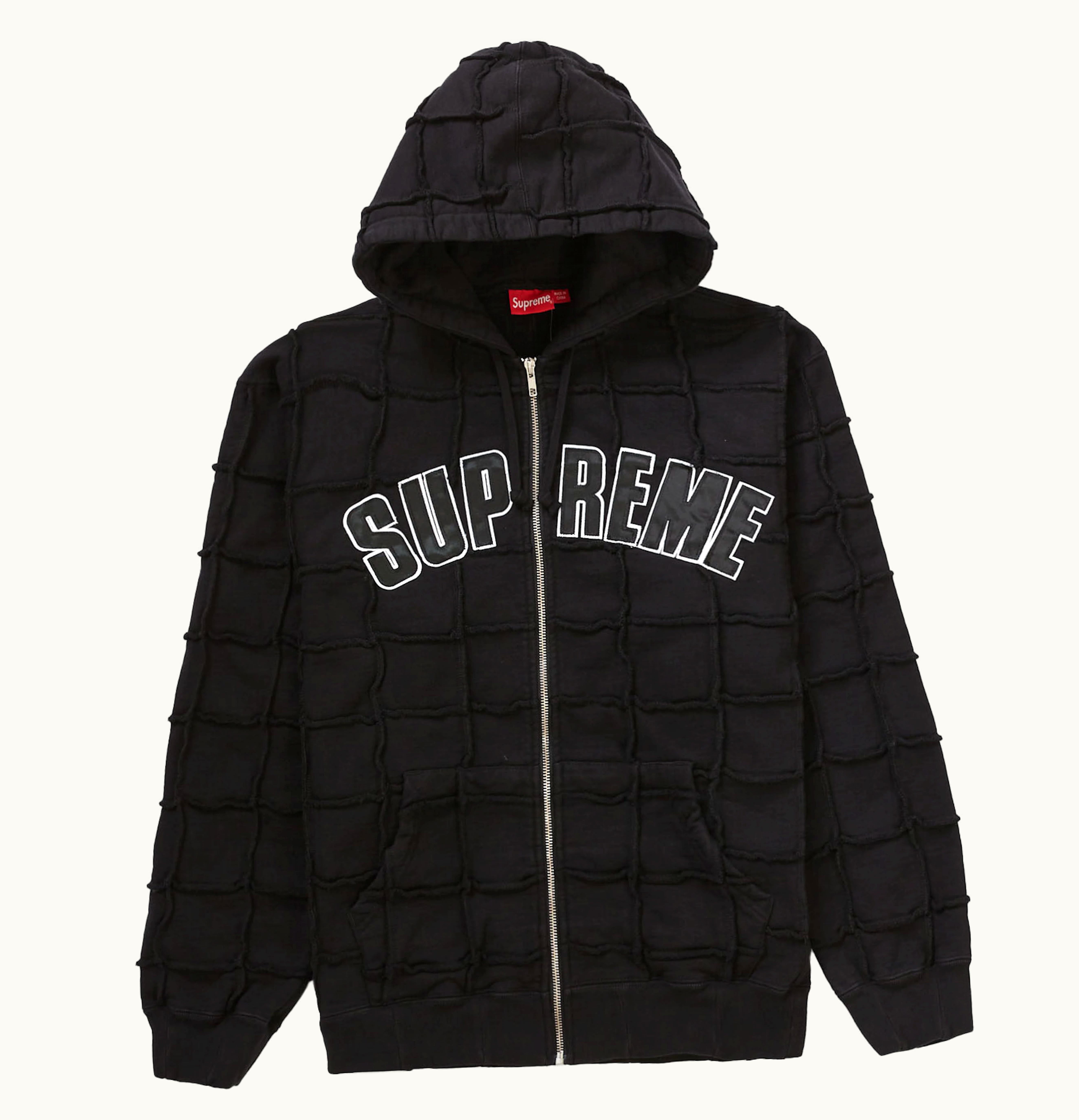 Supreme Supreme Reverse Patchwork Zip Up Hooded Sweatshirt Black
