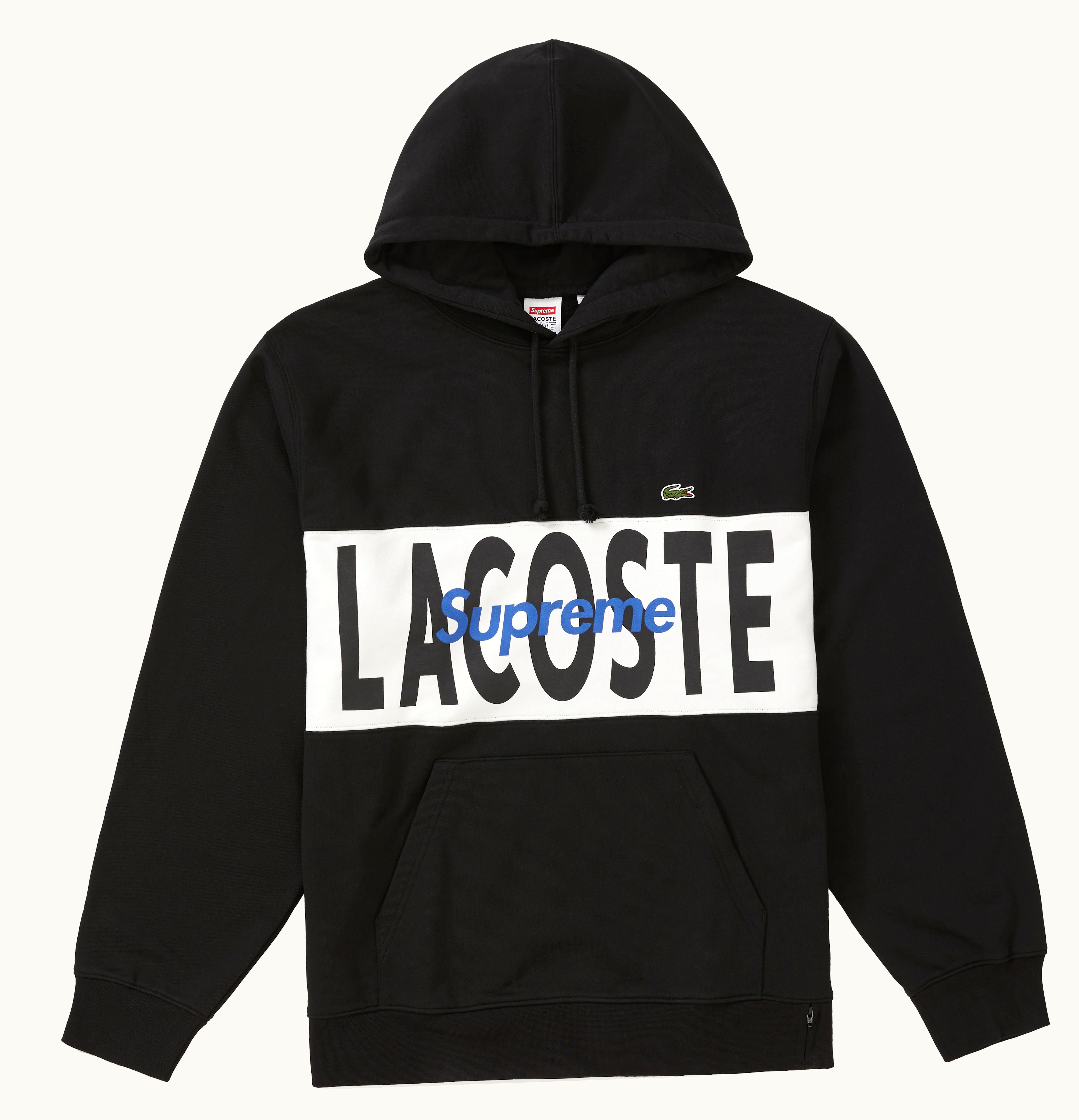 Supreme Supreme LACOSTE Logo Panel Hooded Sweatshirt Black