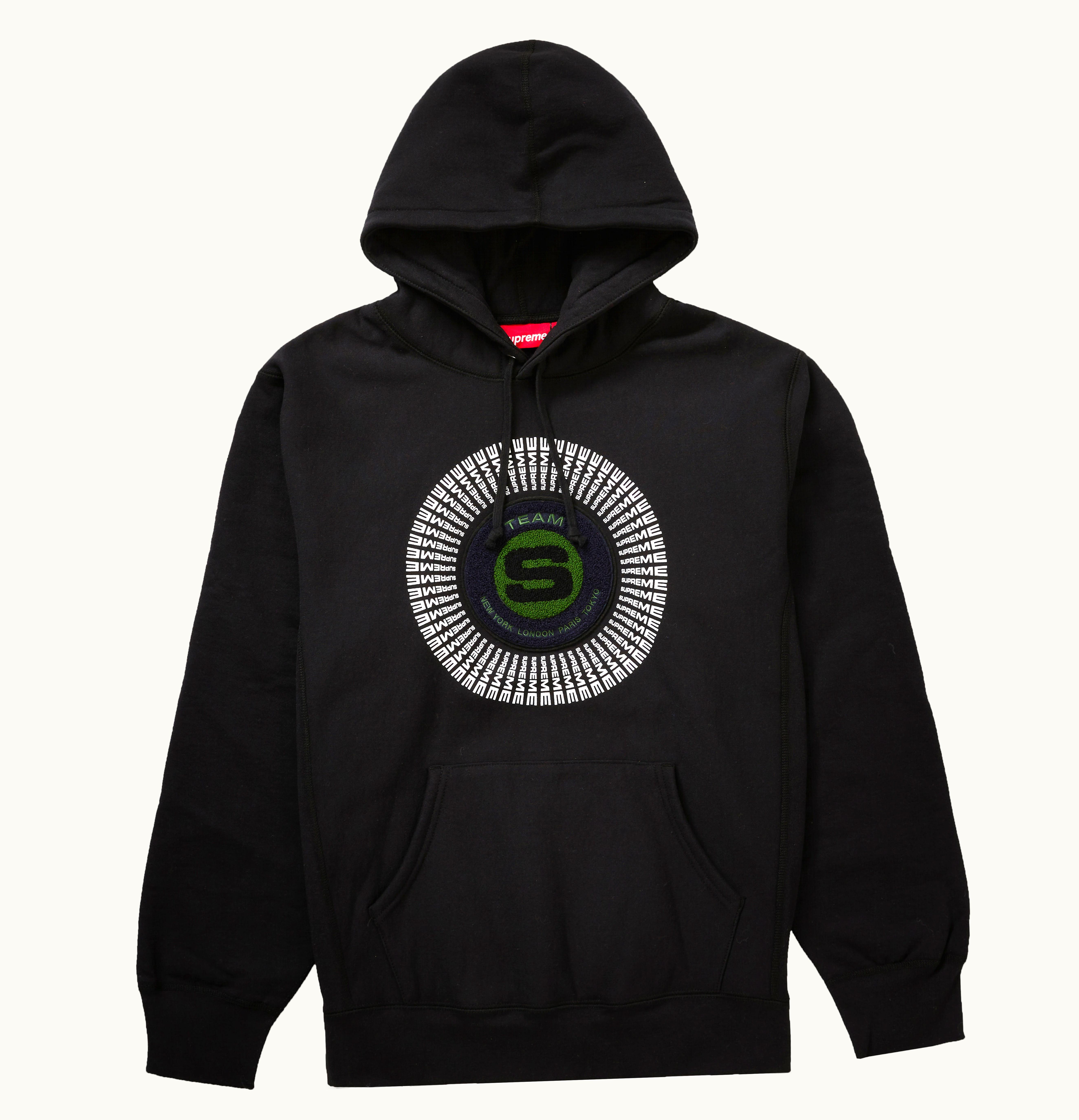 Supreme Supreme Chenille Applique Hooded Sweatshirt Black