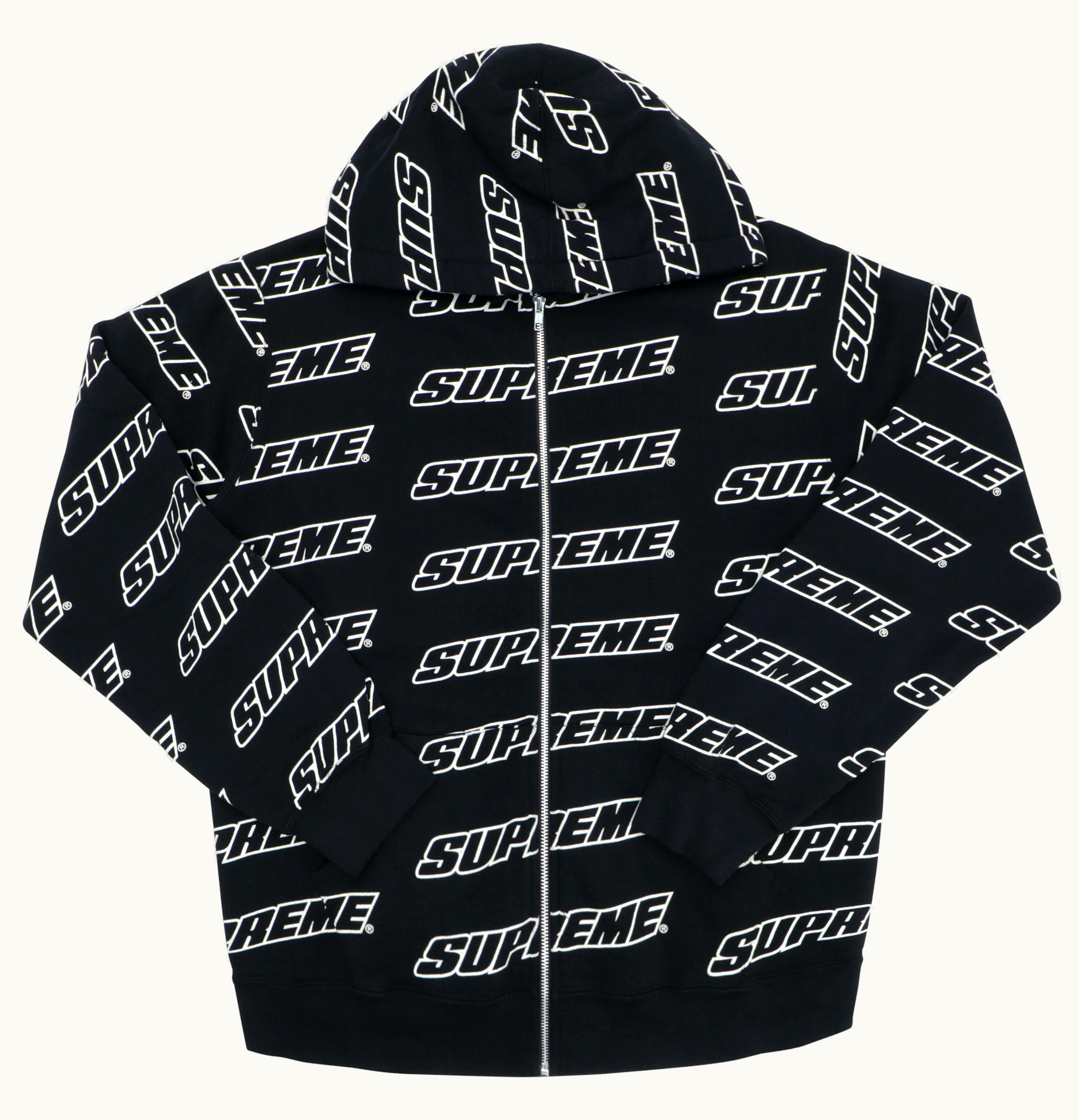 Supreme Supreme Repeat Zip Up Hooded Sweatshirt Black
