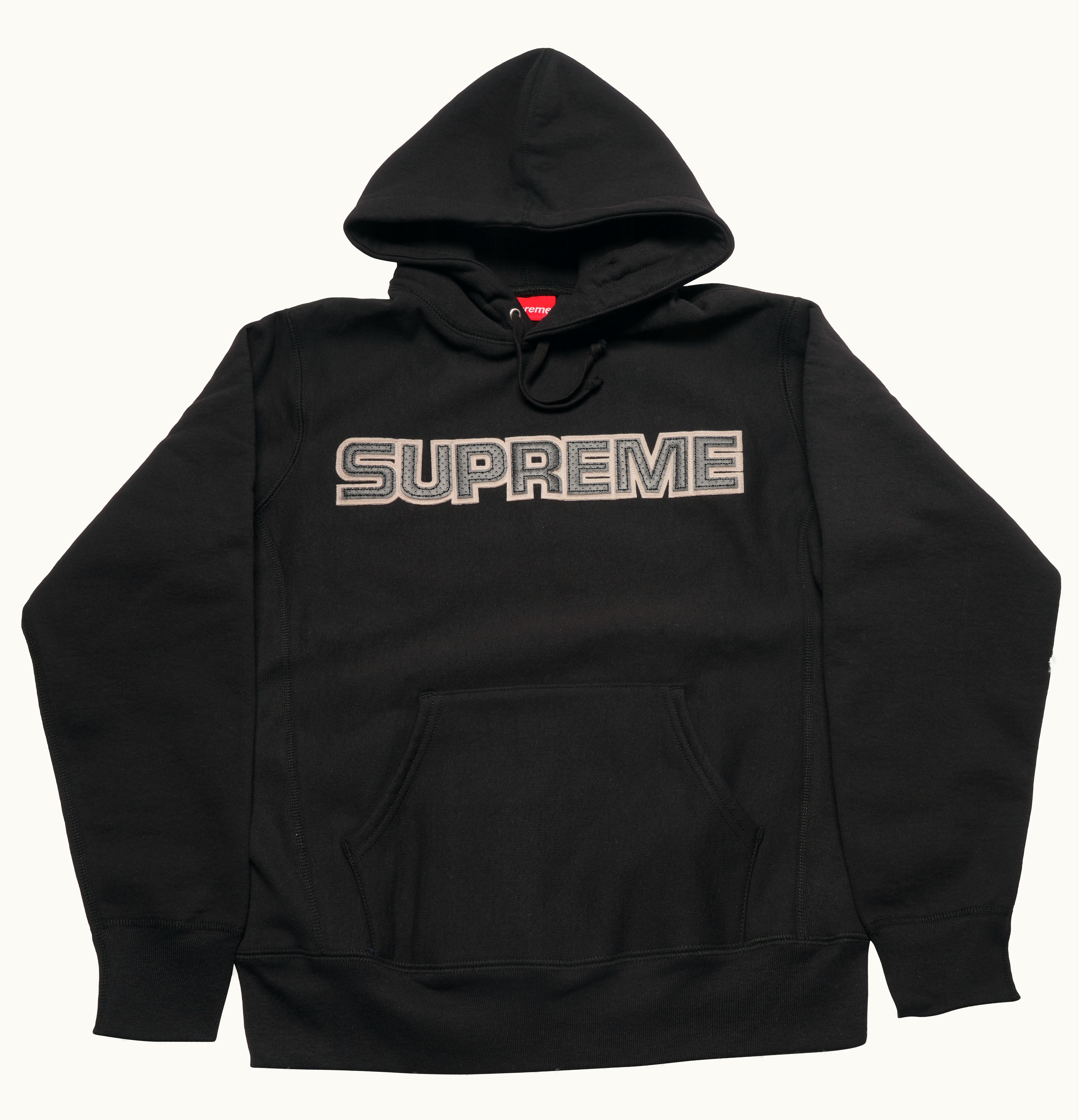 Supreme Supreme Perforated Leather Hooded Sweatshirt Black