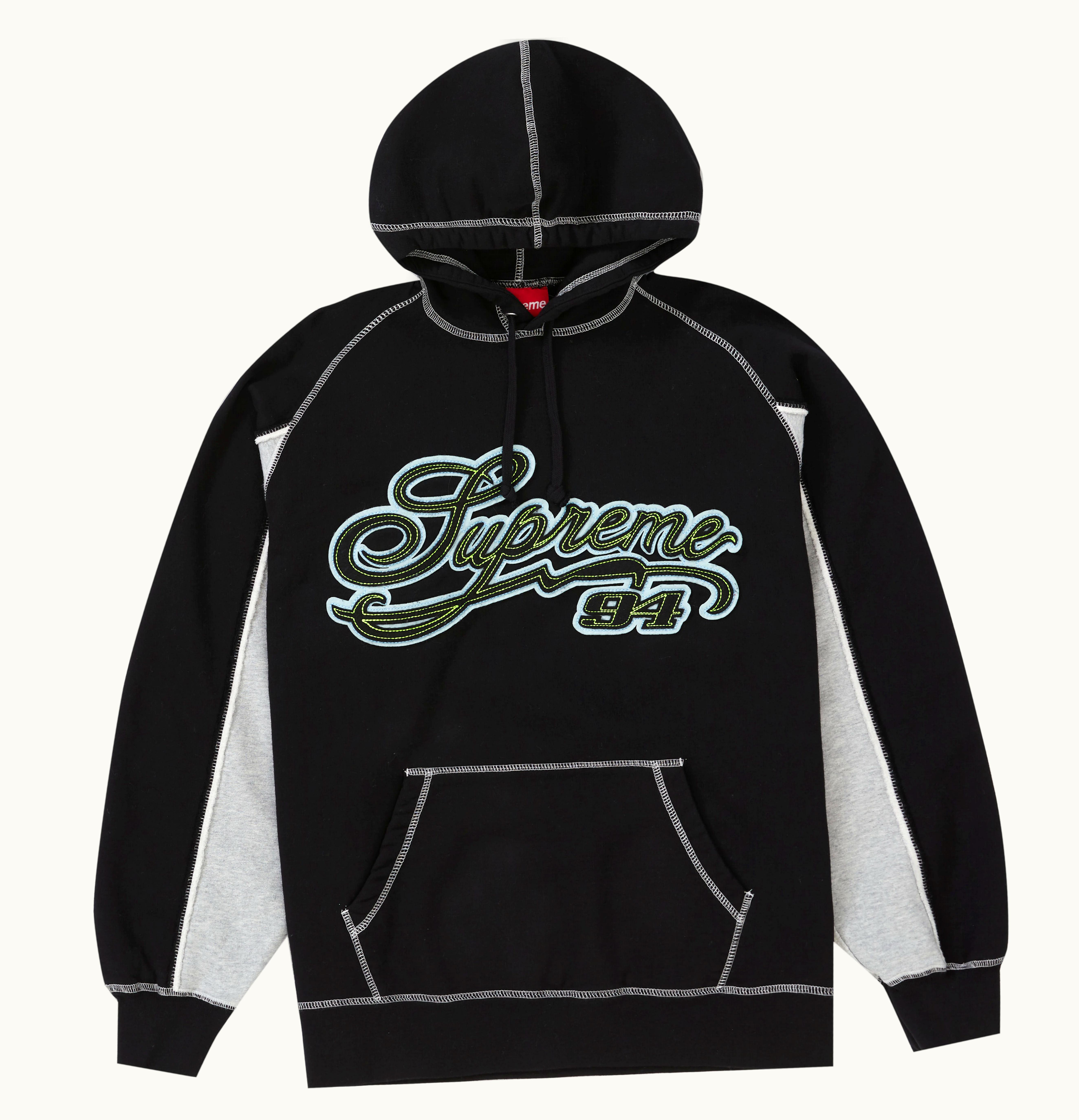 Supreme Supreme Paneled Script Hooded Sweatshirt Black