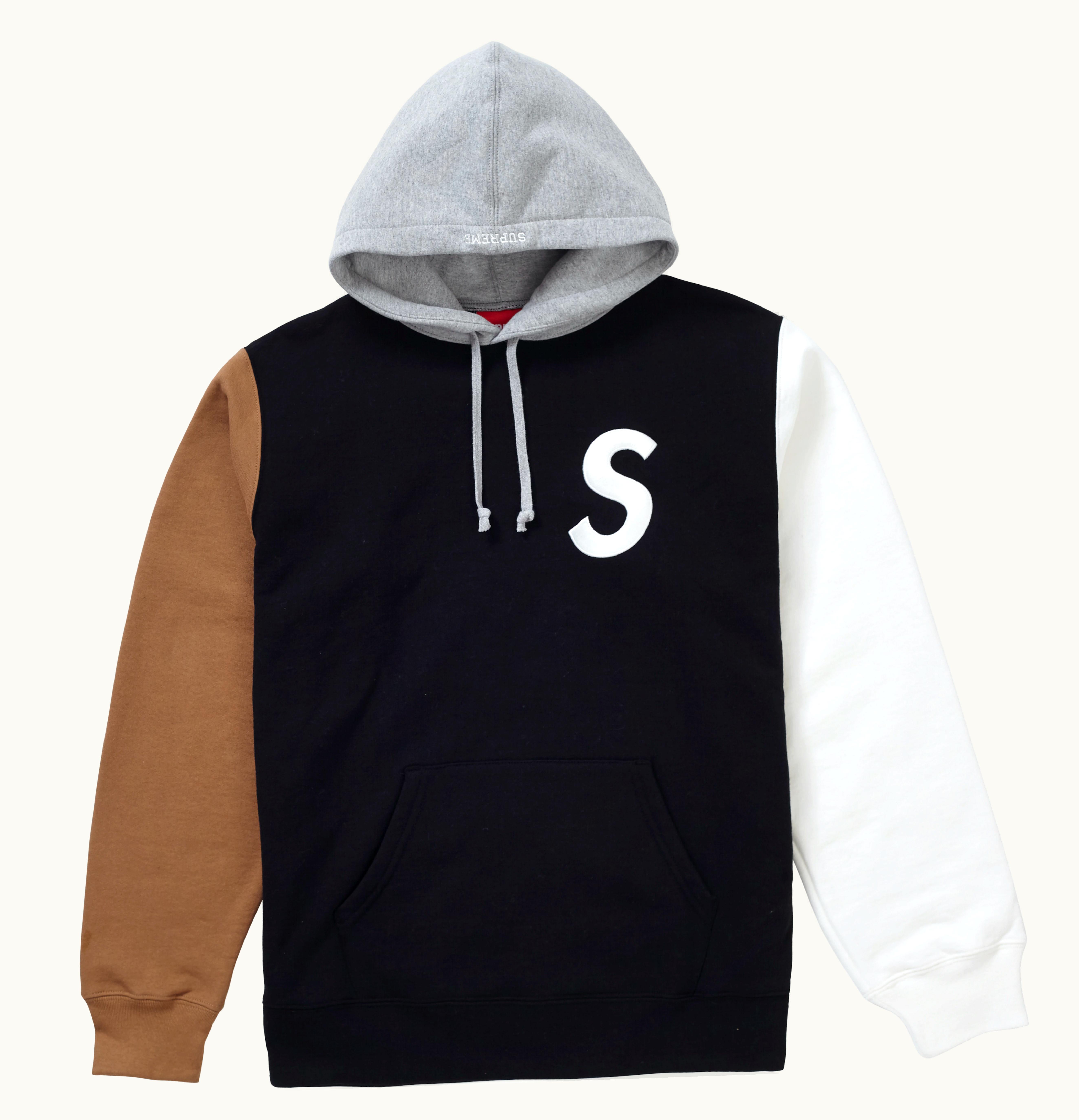 Supreme Supreme S Logo Colorblocked Hooded Sweatshirt Black