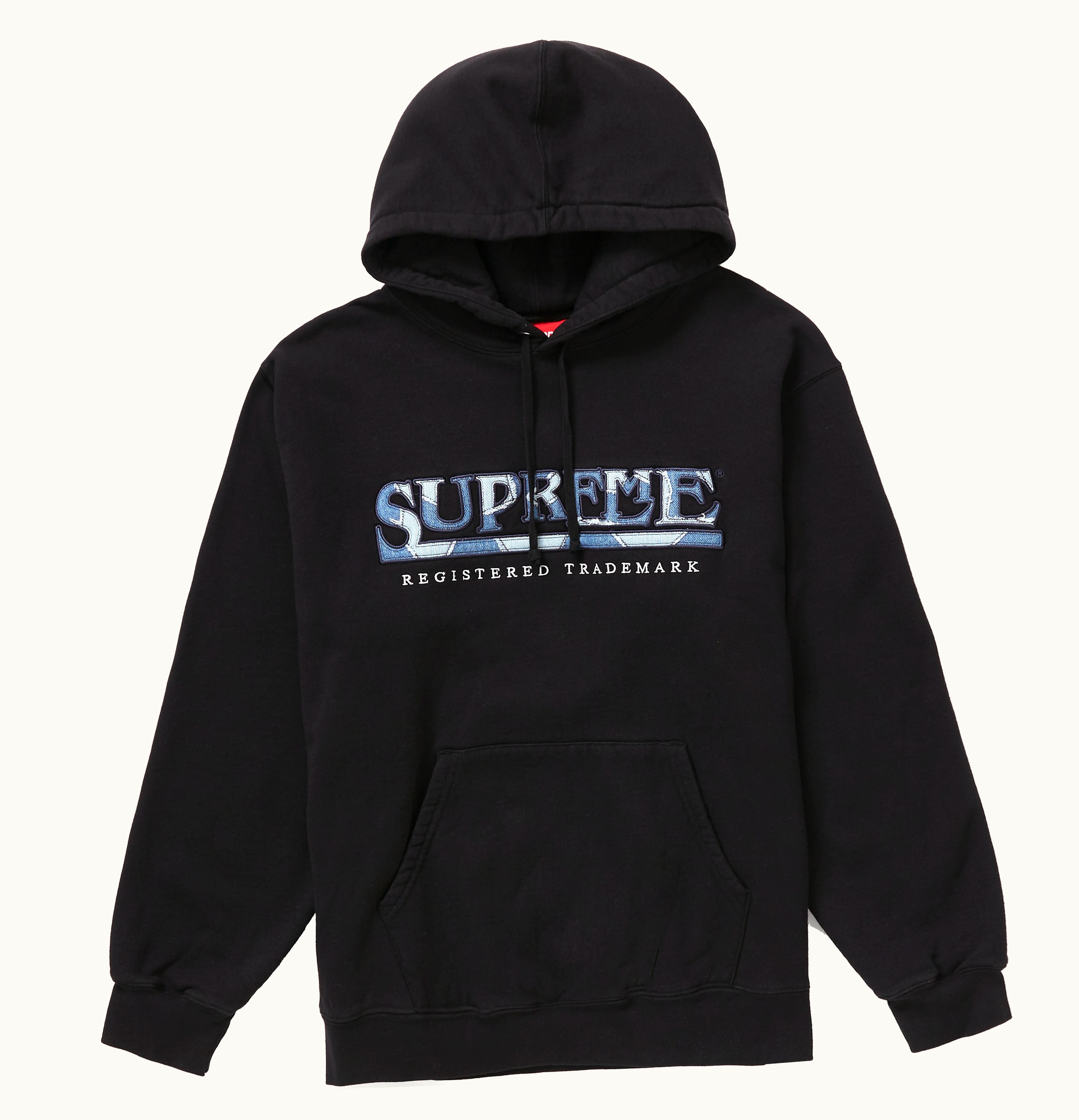 Supreme Supreme Denim Logo Hooded Sweatshirt Black