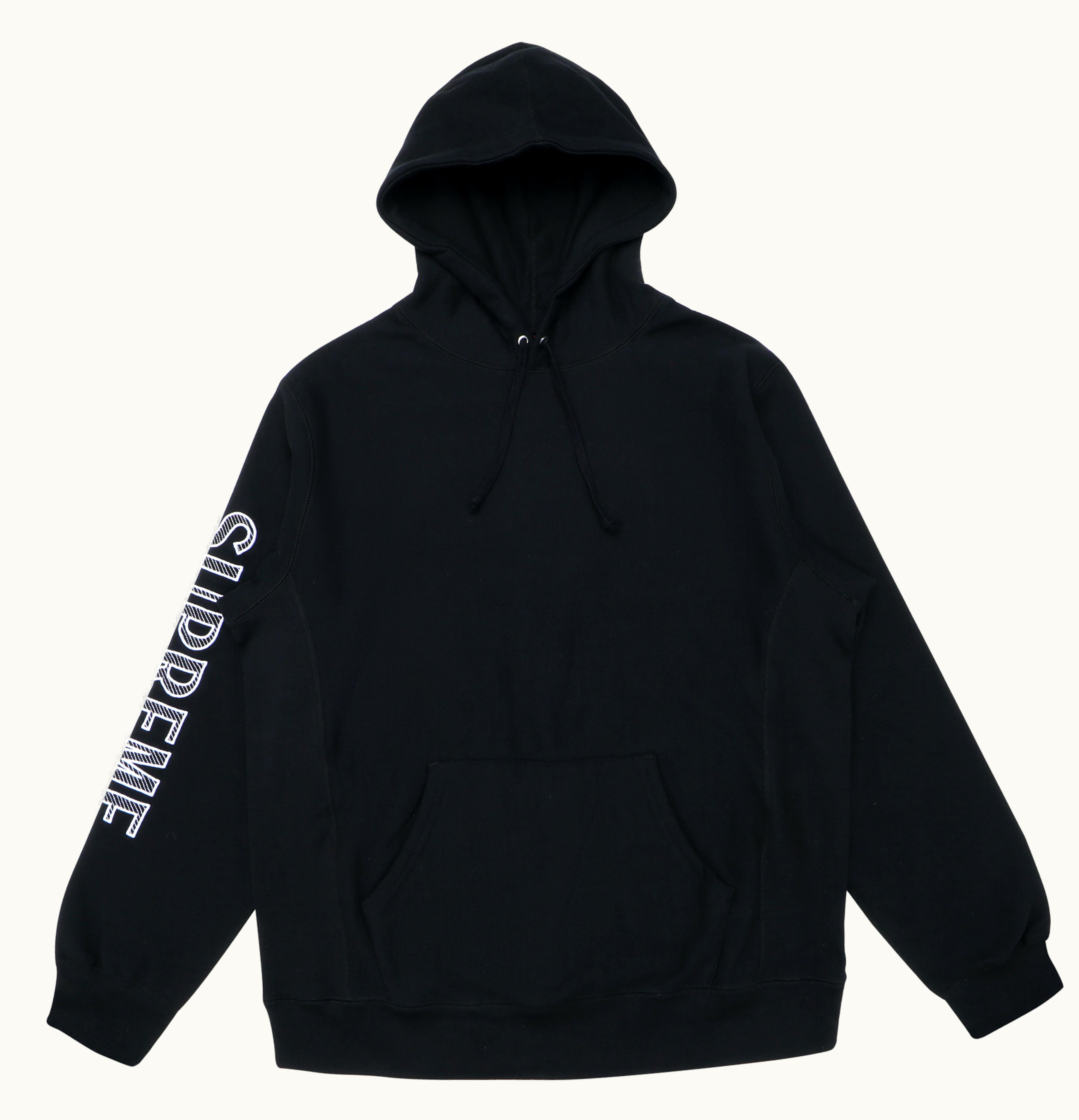 Supreme Supreme Sleeve Embroidery Hooded Sweatshirt Black