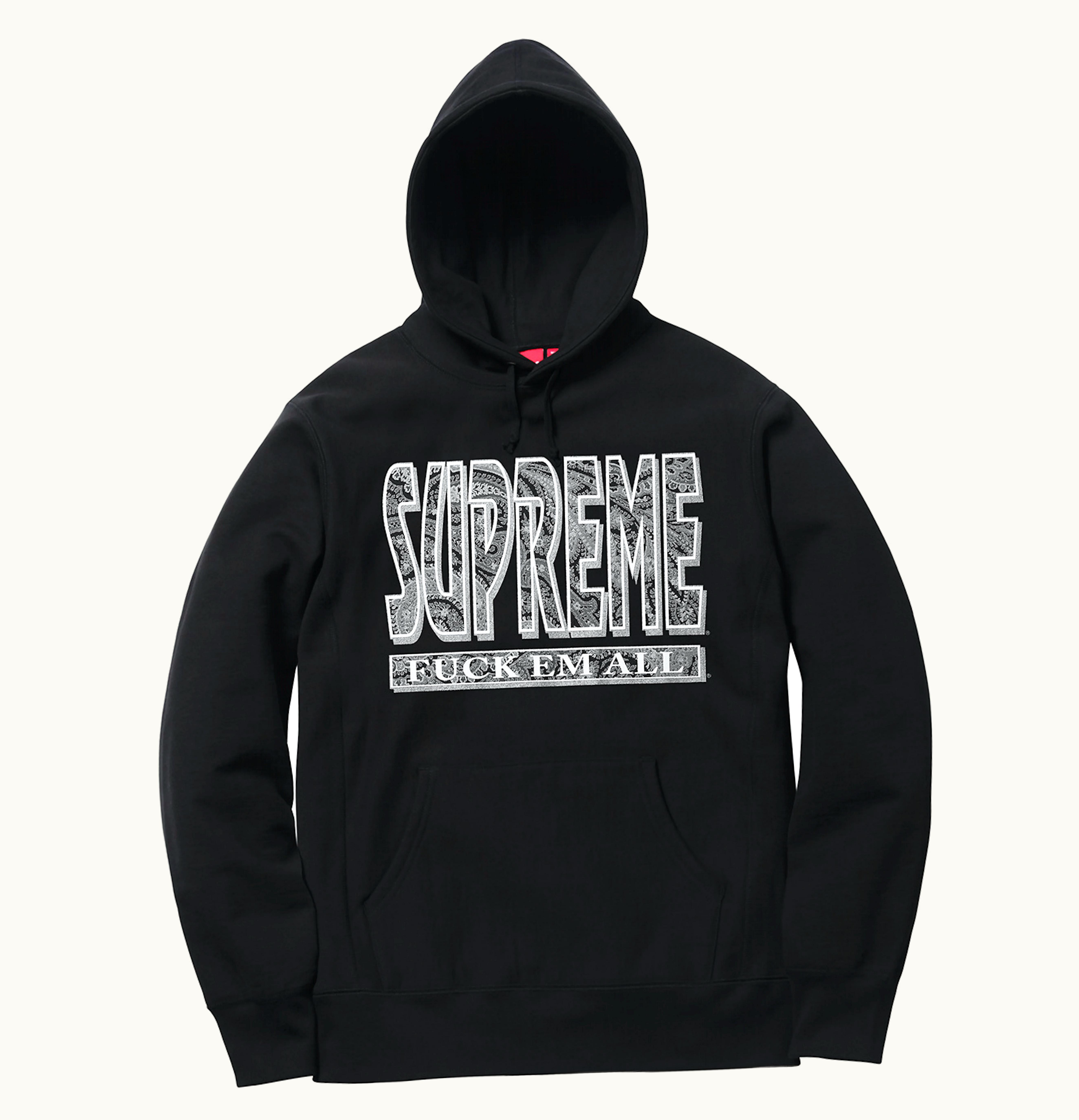Supreme Supreme Paisley Fuck Em All Hoodie Black