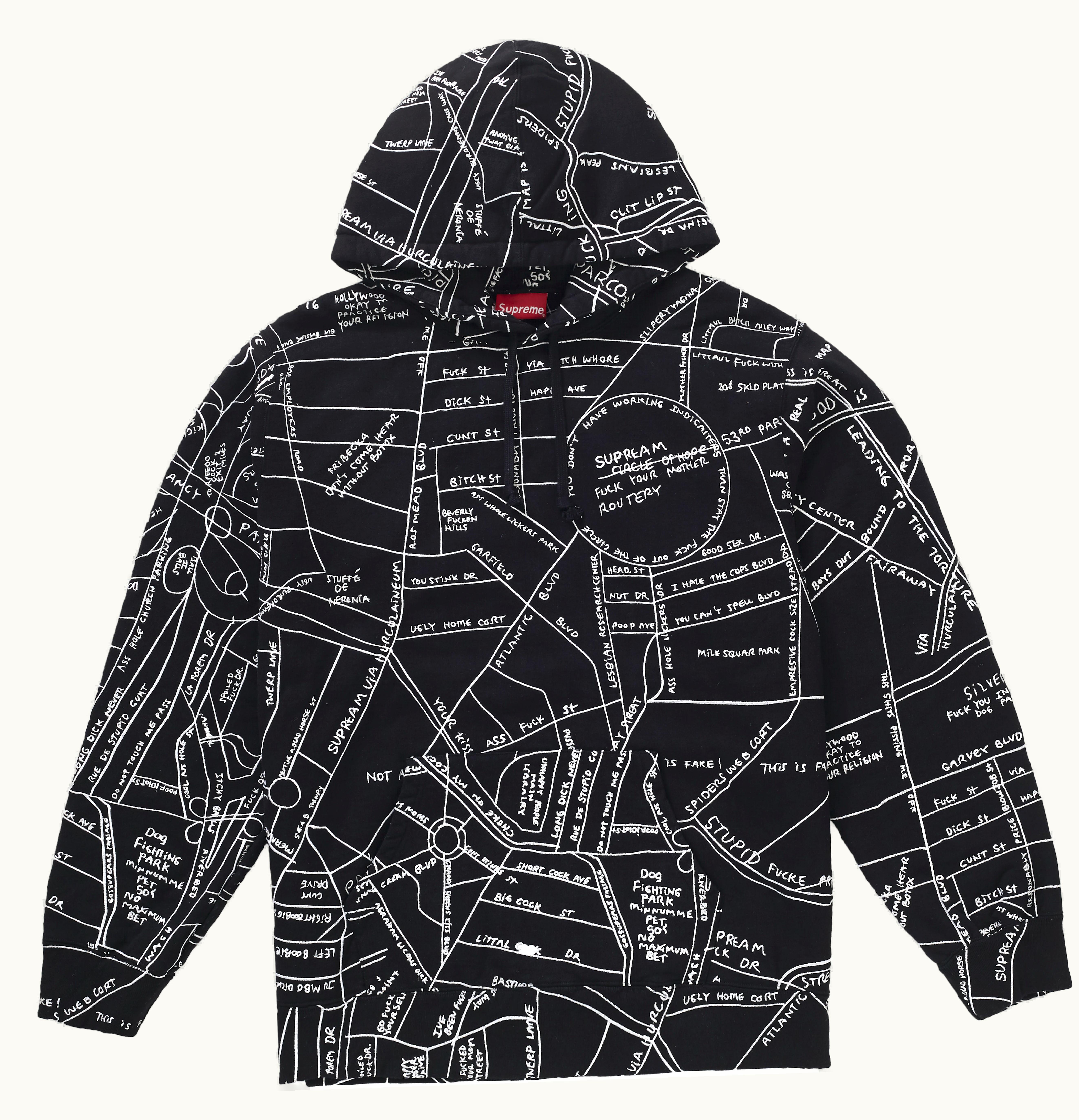 Supreme Supreme Gonz Embroidered Map Hooded Sweatshirt Black
