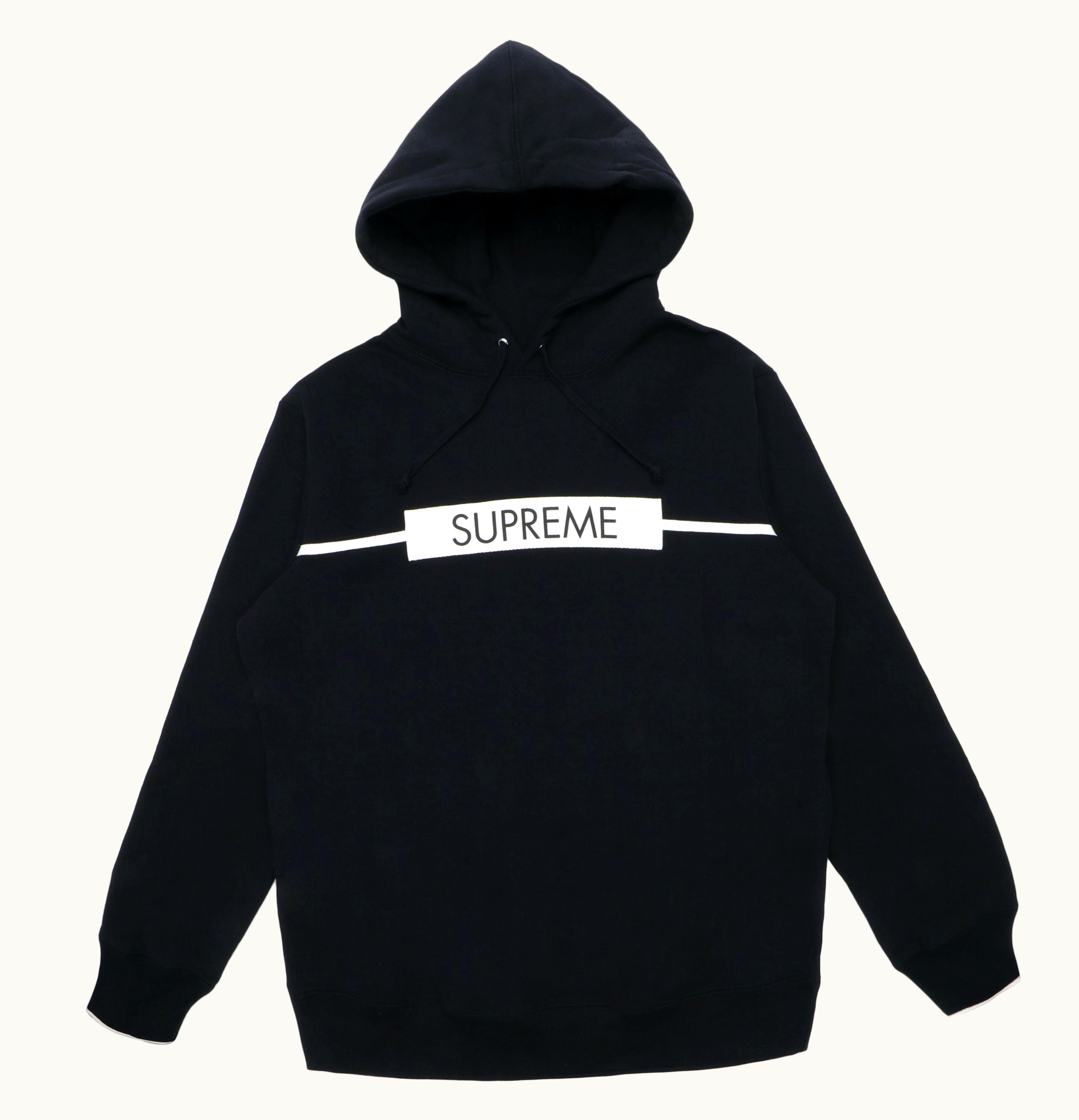 Supreme Supreme Chest Twill Tape Hooded Sweatshirt Black