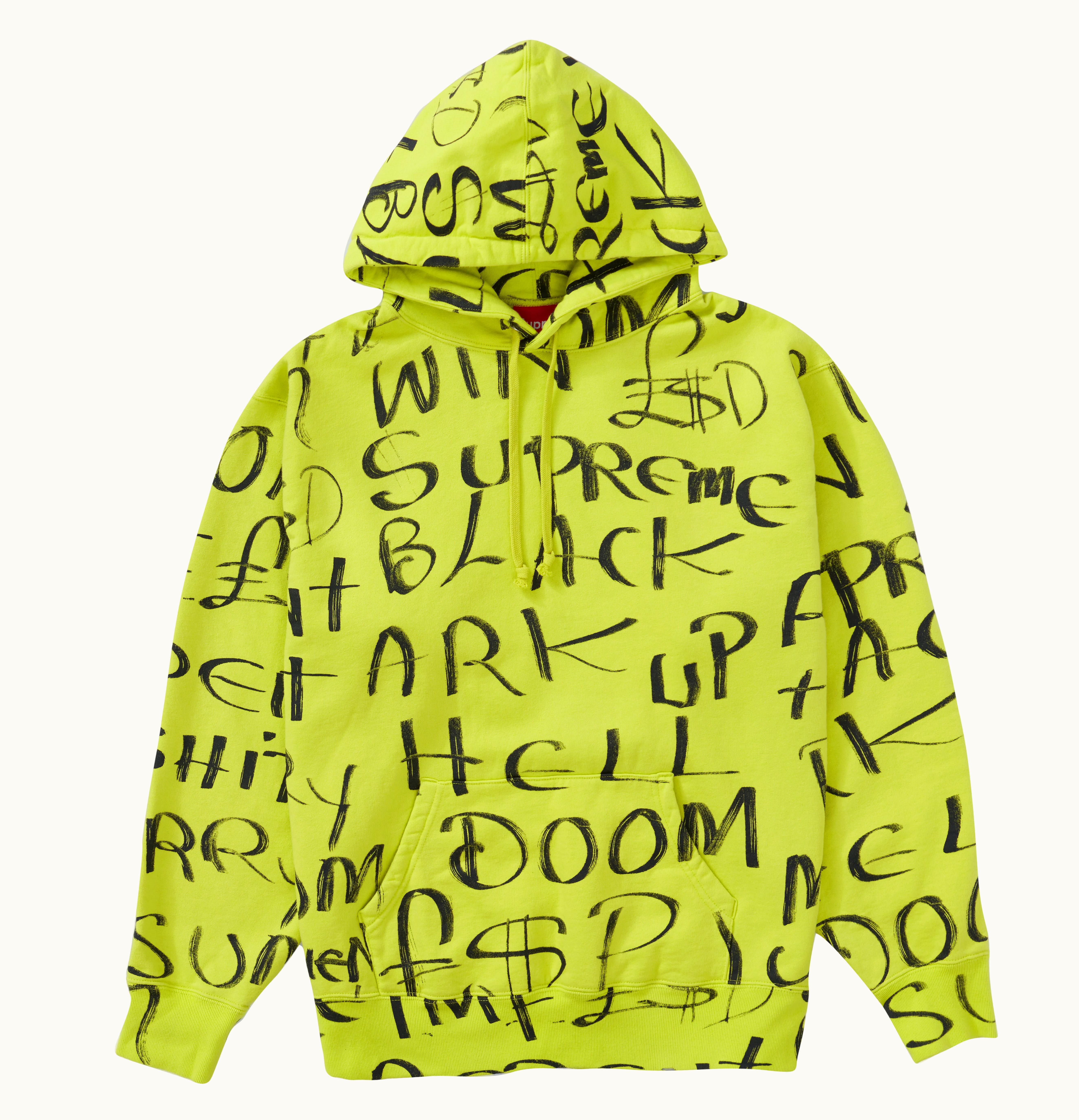 Supreme Supreme Black Ark Hooded Sweatshirt Fluorescent Yellow