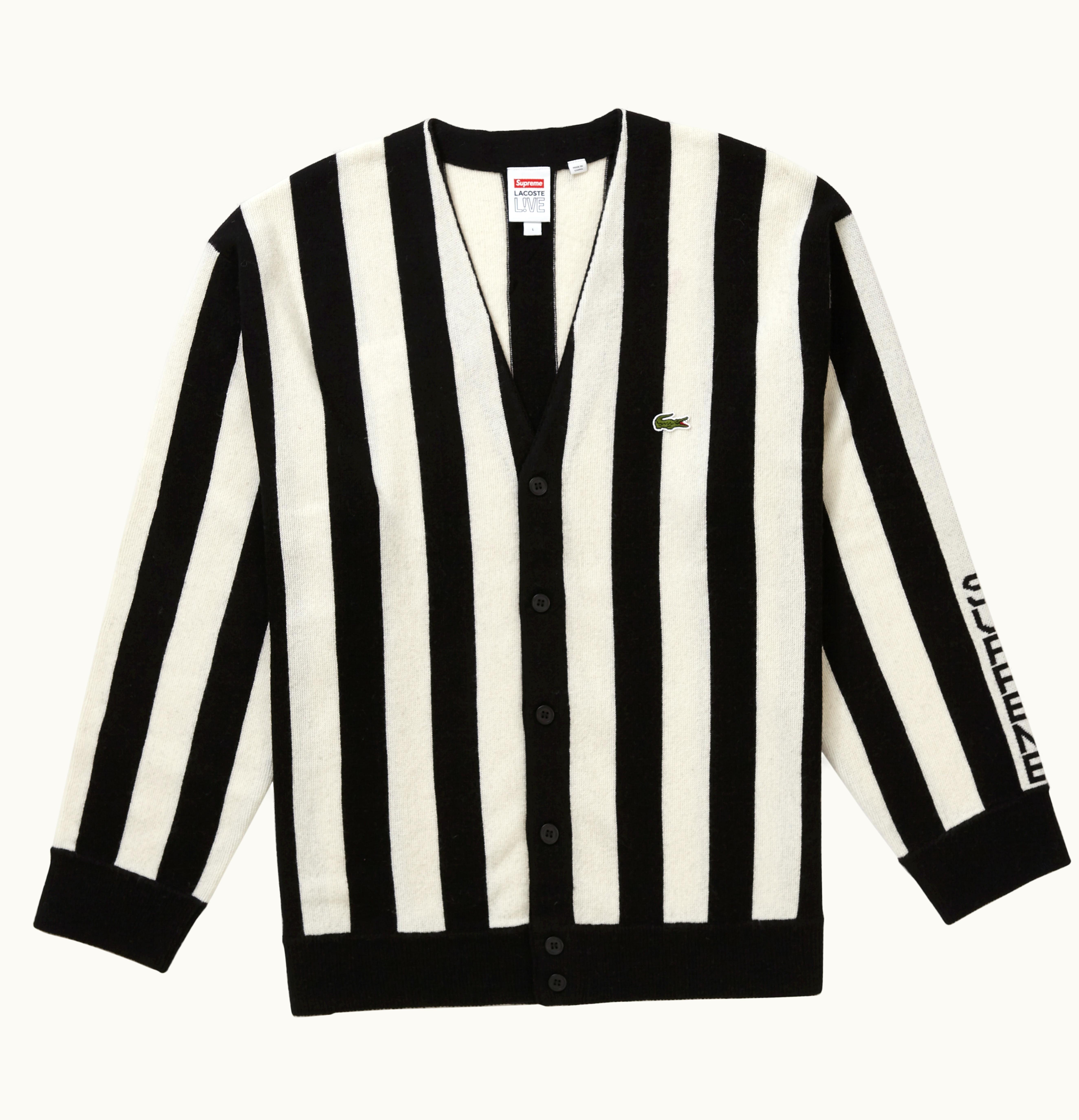 Supreme Supreme LACOSTE Stripe Cardigan Black