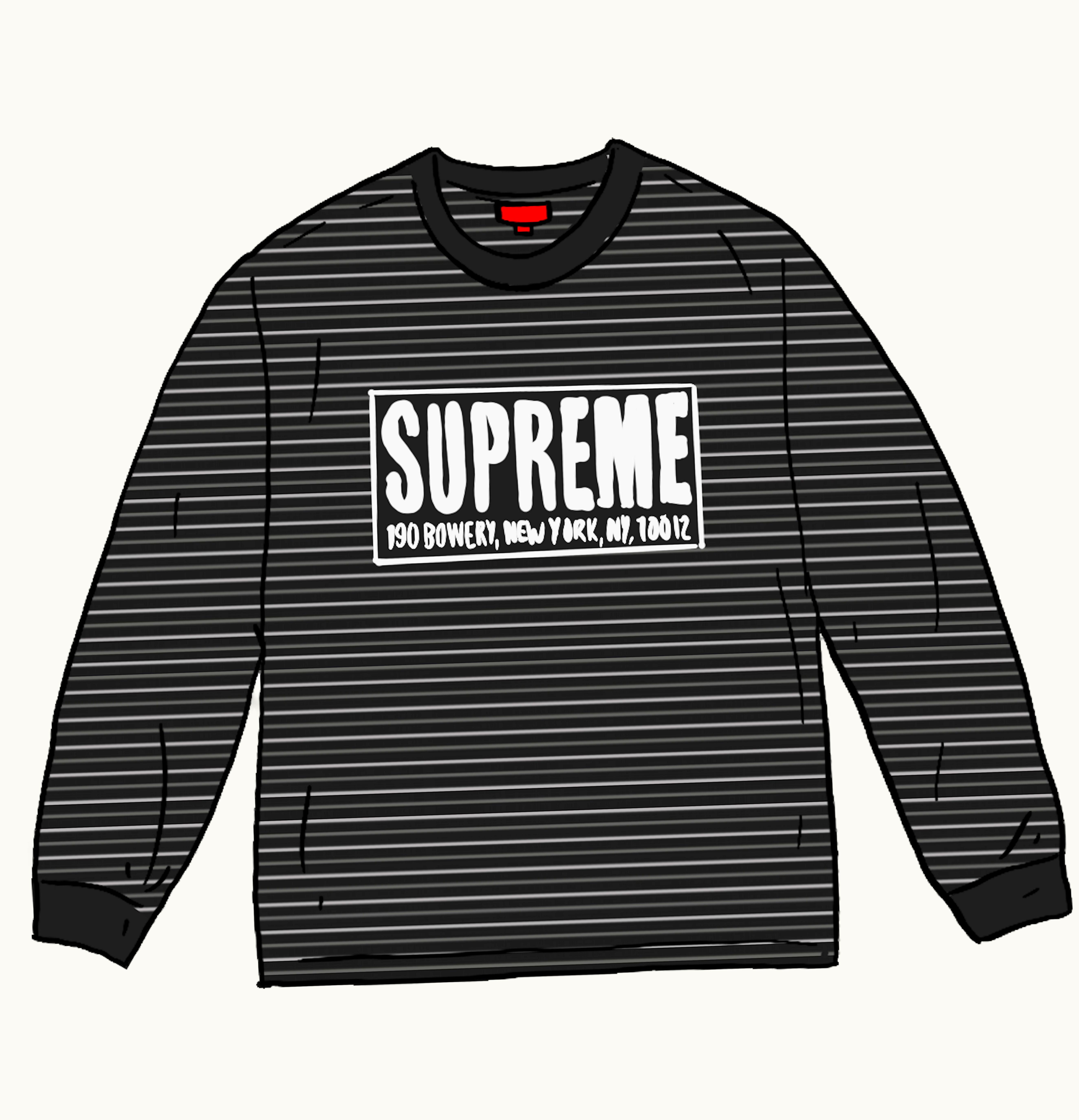 Supreme Supreme Thin Stripe L S Top Black
