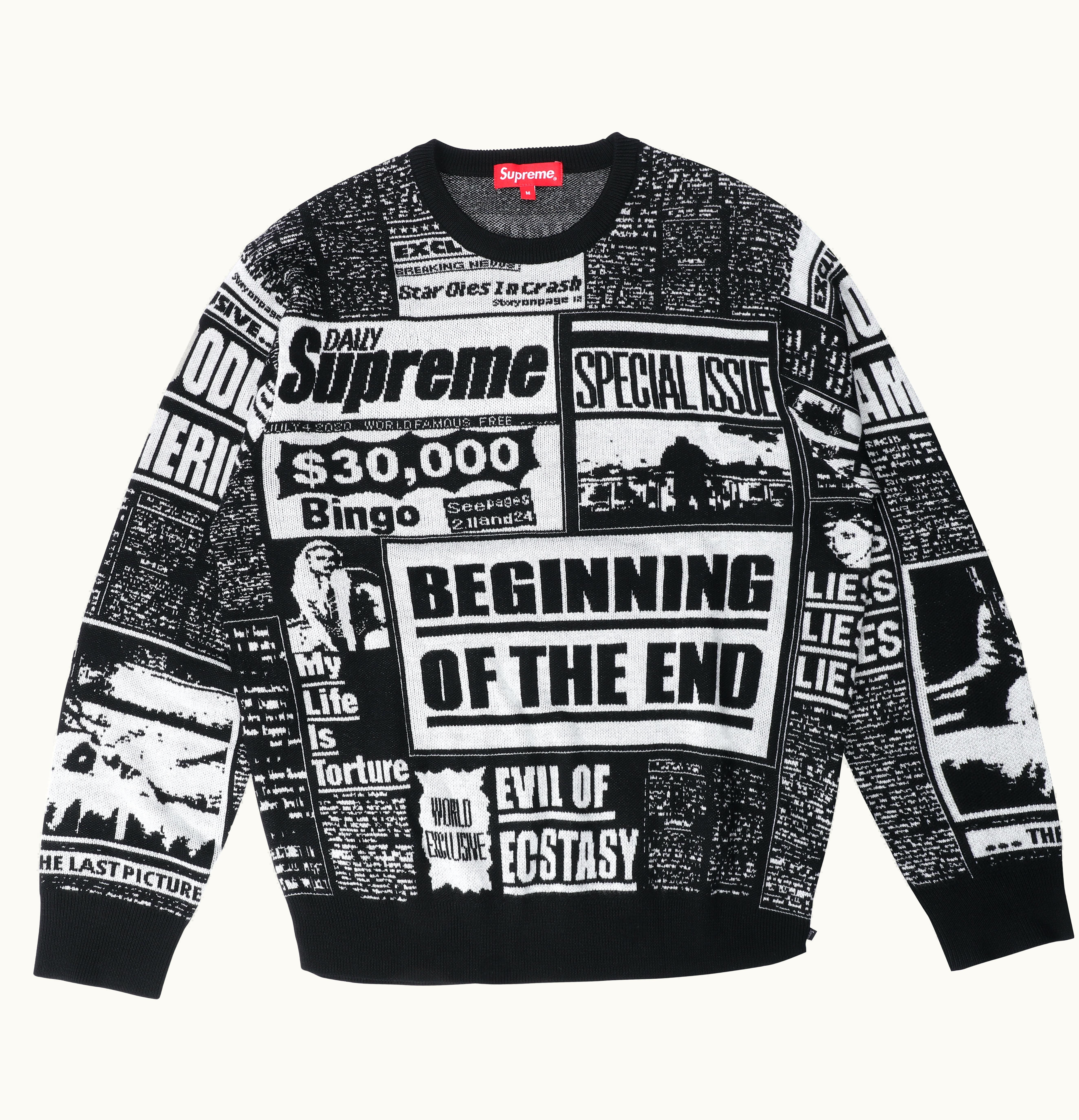 Supreme Supreme Newsprint Sweater Black