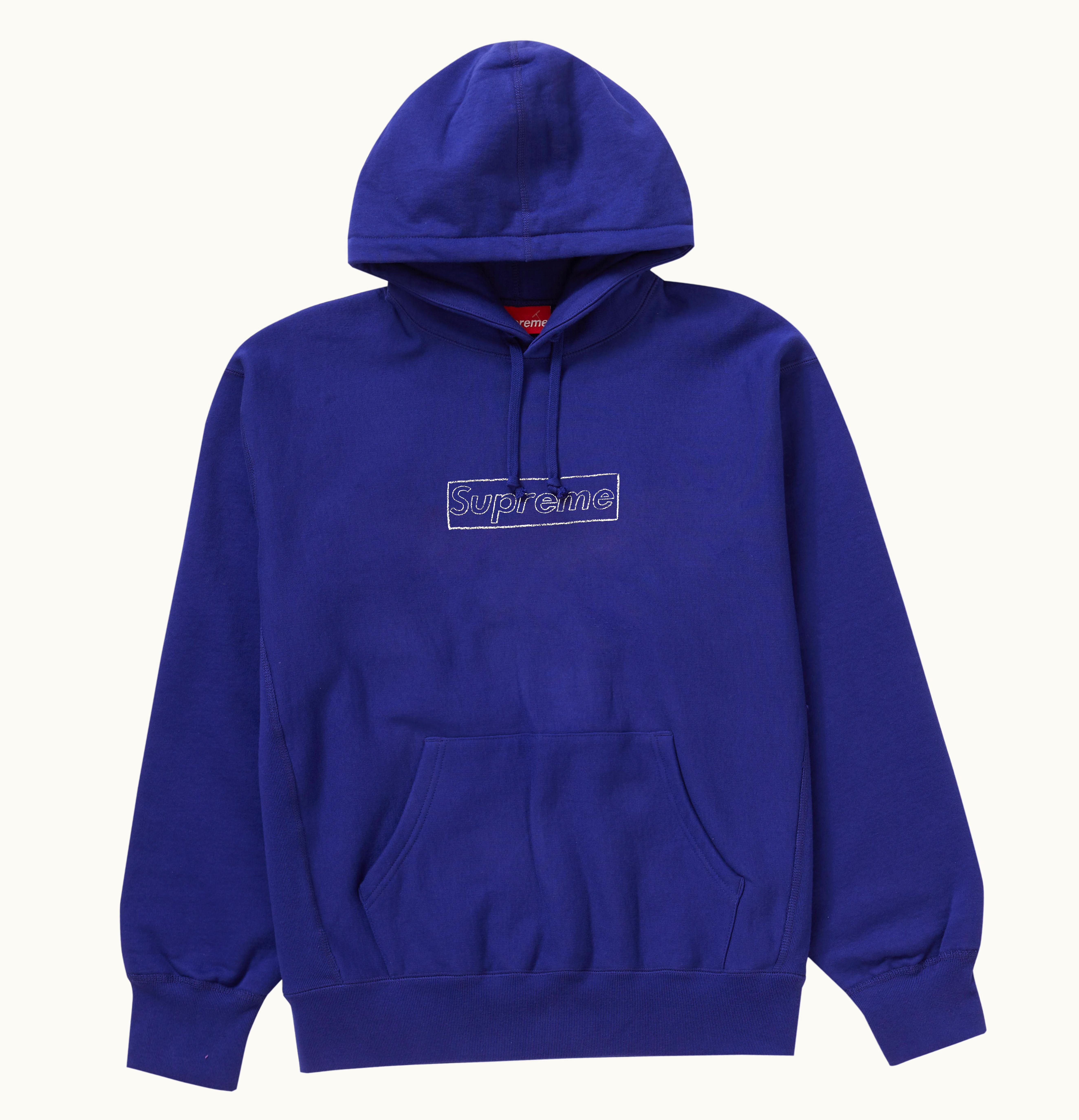 Supreme Supreme KAWS Chalk Logo Hooded Sweatshirt Washed Navy