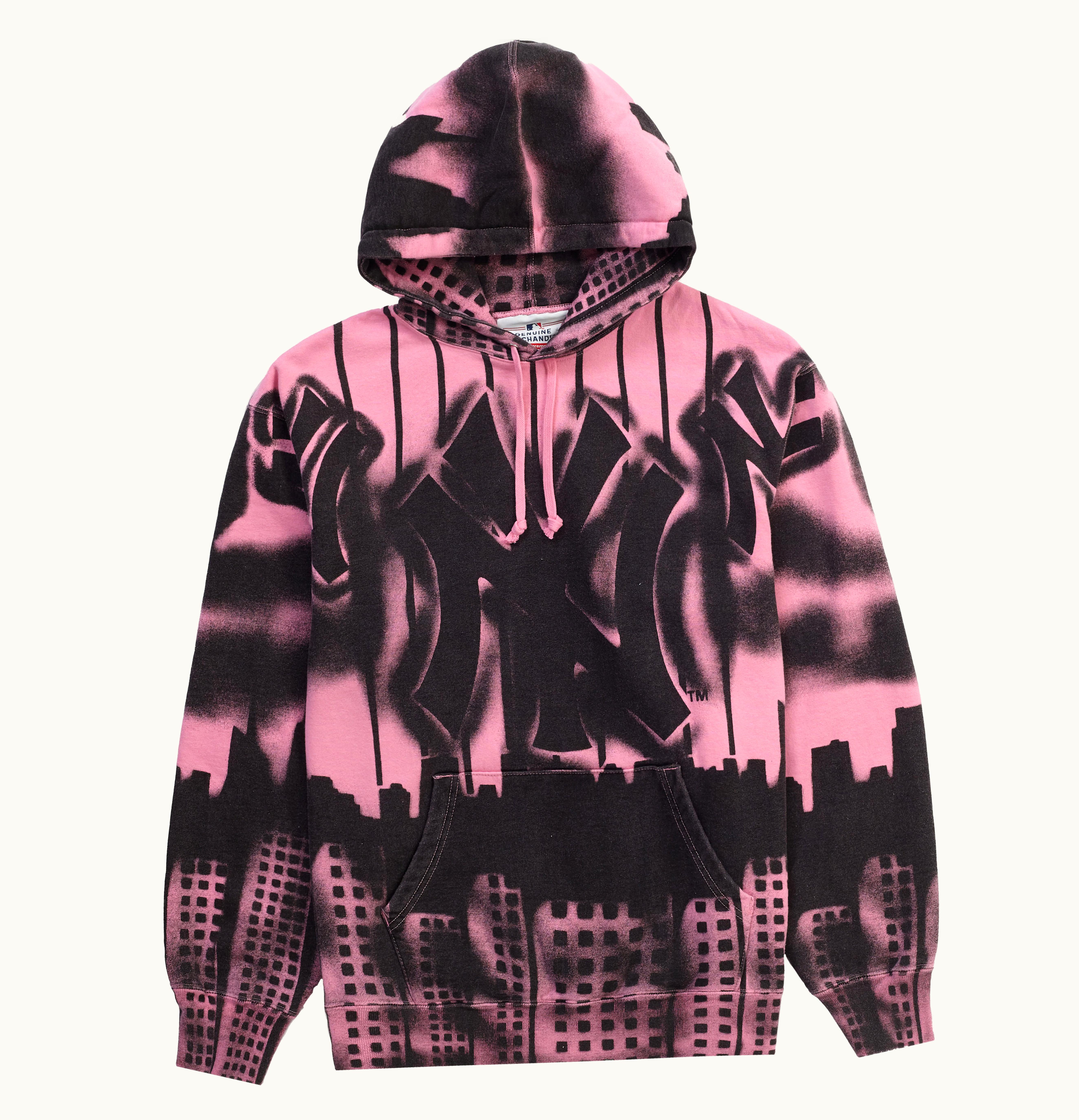 Supreme Supreme x New York Yankees Airbrush Hooded Sweatshirt Pink
