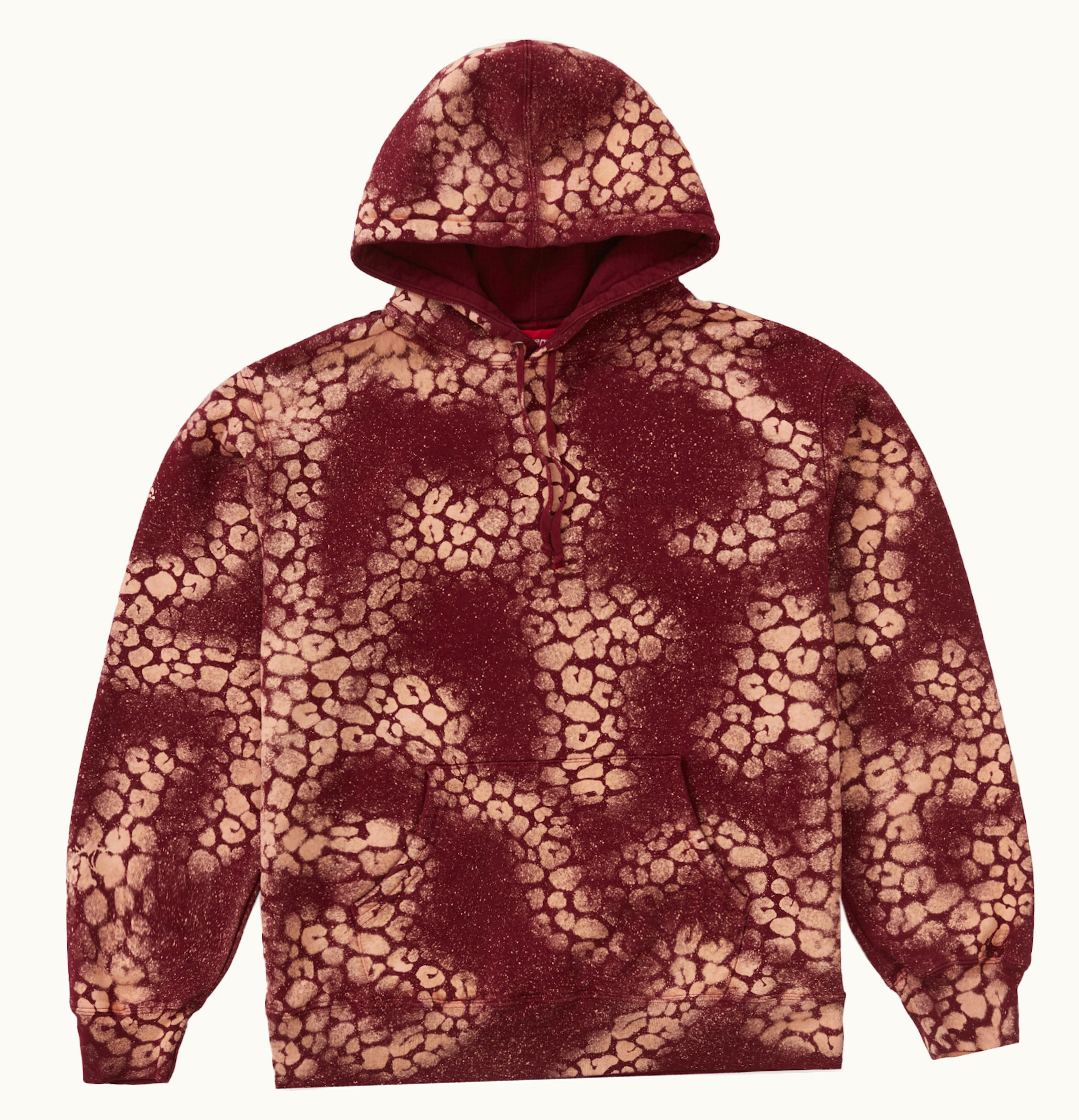 Supreme Supreme Bleached Leopard Hooded Sweatshirt Cardinal