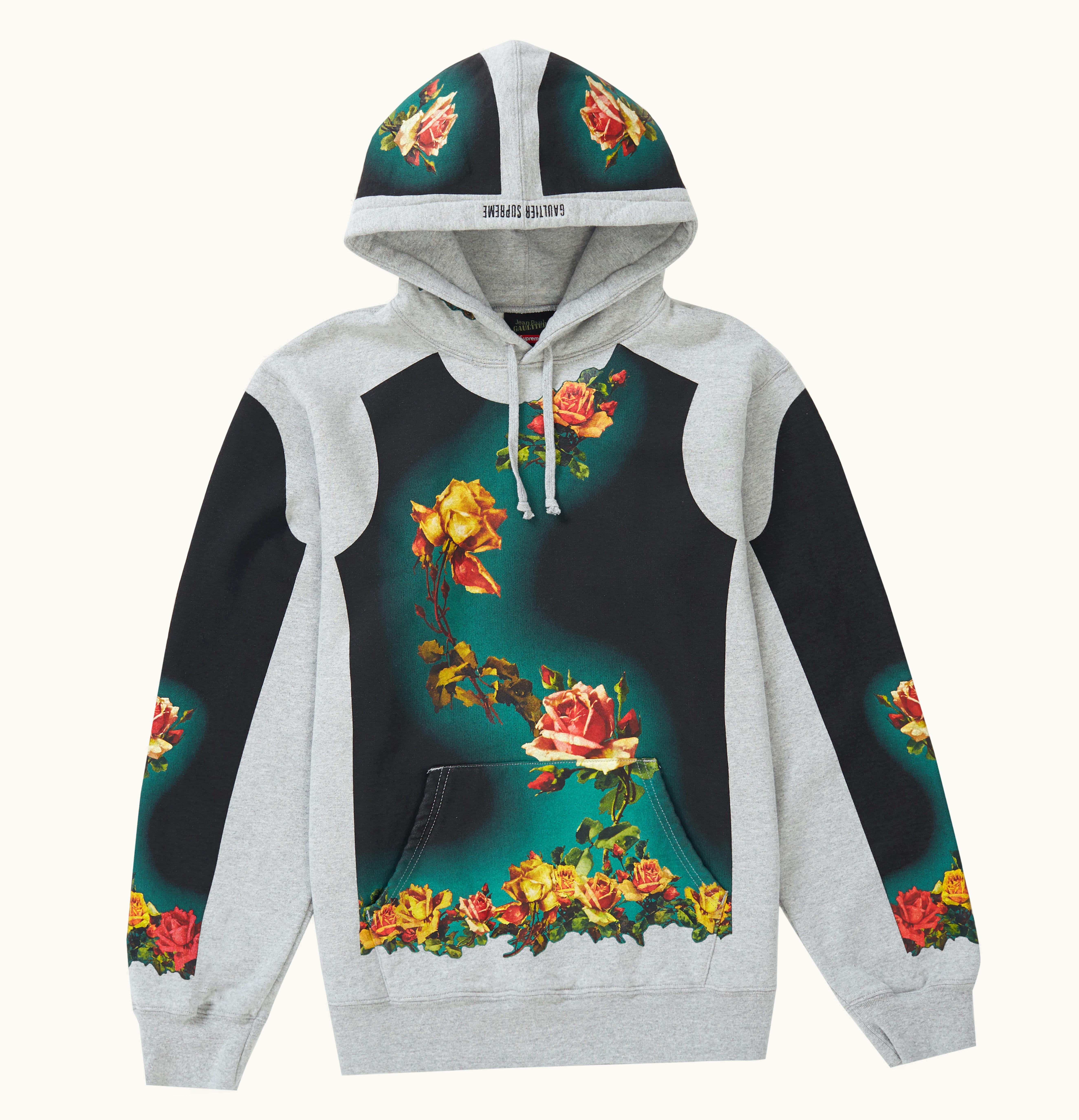 Supreme Supreme Jean Paul Gaultier Floral Print Hooded Sweatshirt Heather Grey