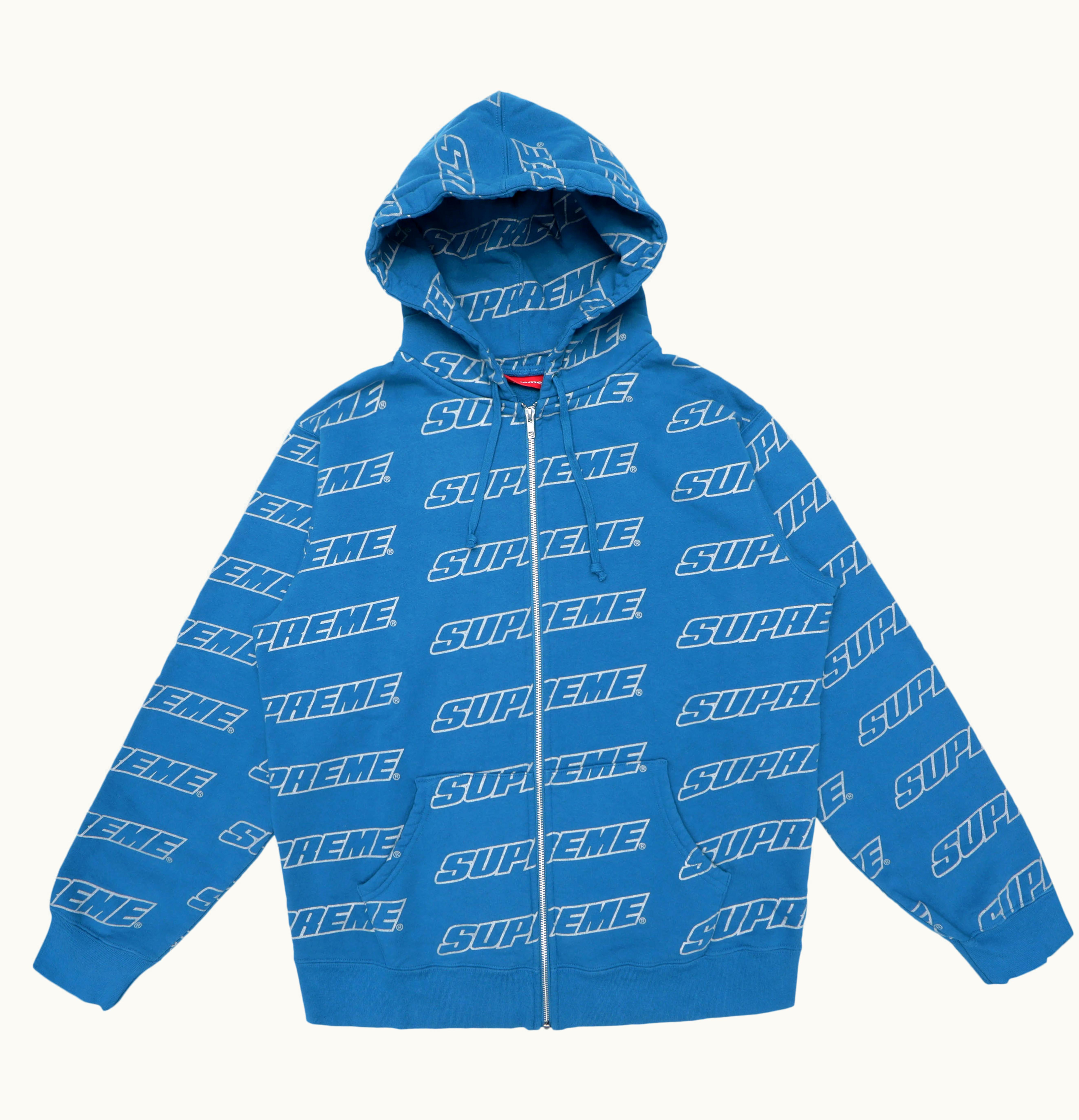 Supreme Supreme Repeat Zip Up Hooded Sweatshirt Dark Aqua