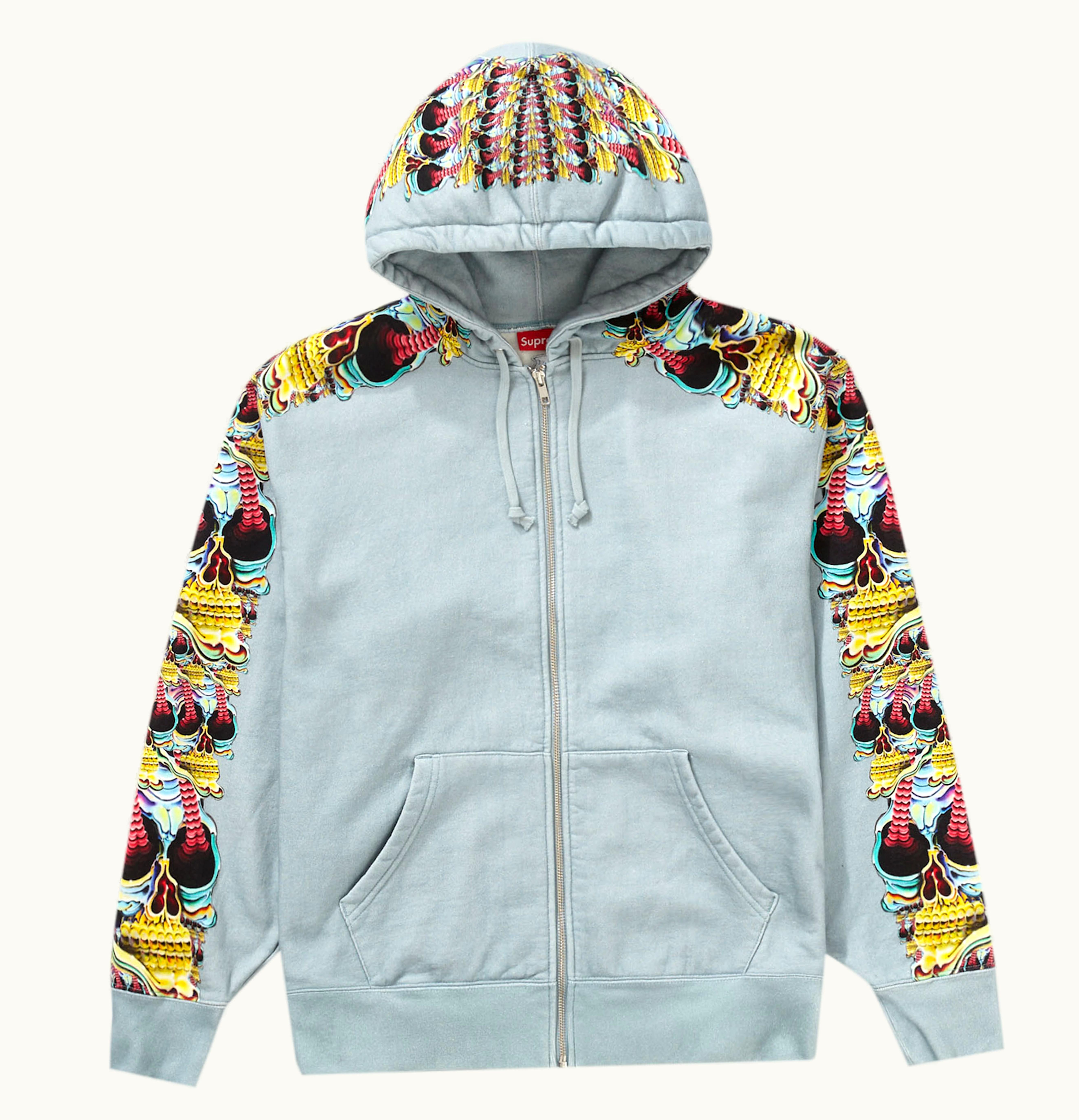 Supreme Supreme Skulls Zip Up Hooded Sweatshirt Light Slate