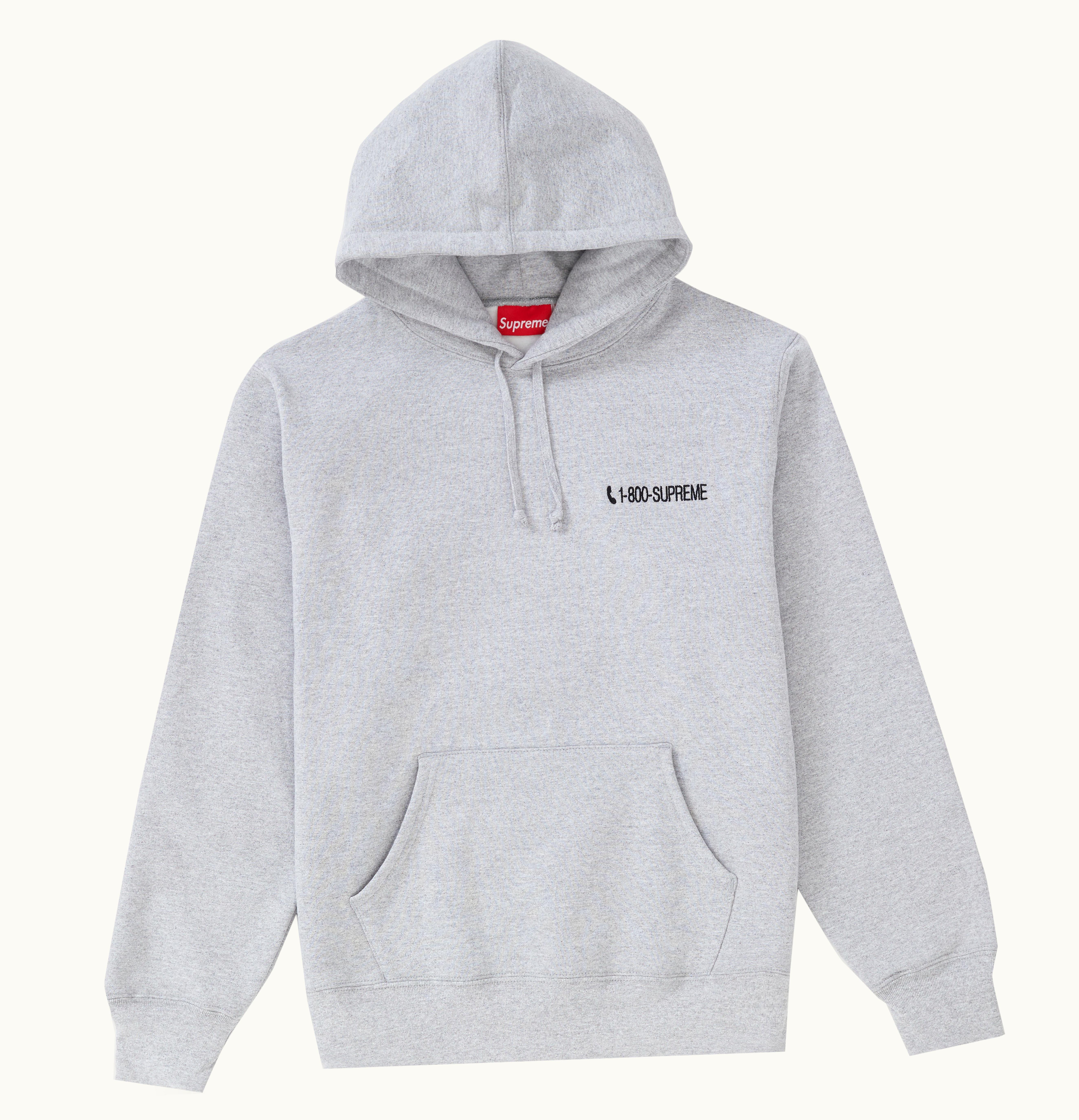 Supreme Supreme 1 800 Hooded Sweatshirt Heather Grey