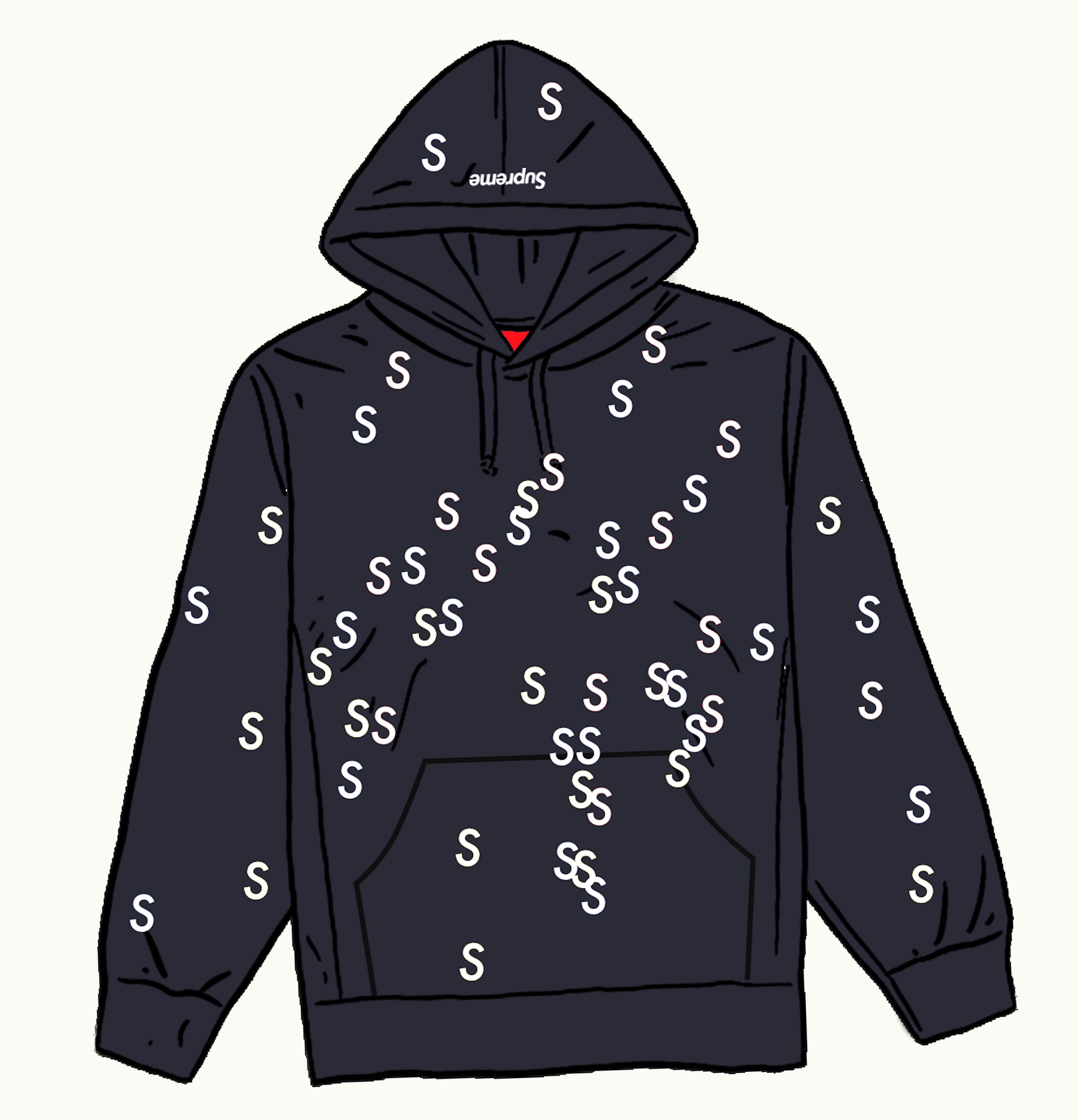 Supreme Supreme Embroidered S Hooded Sweatshirt Navy