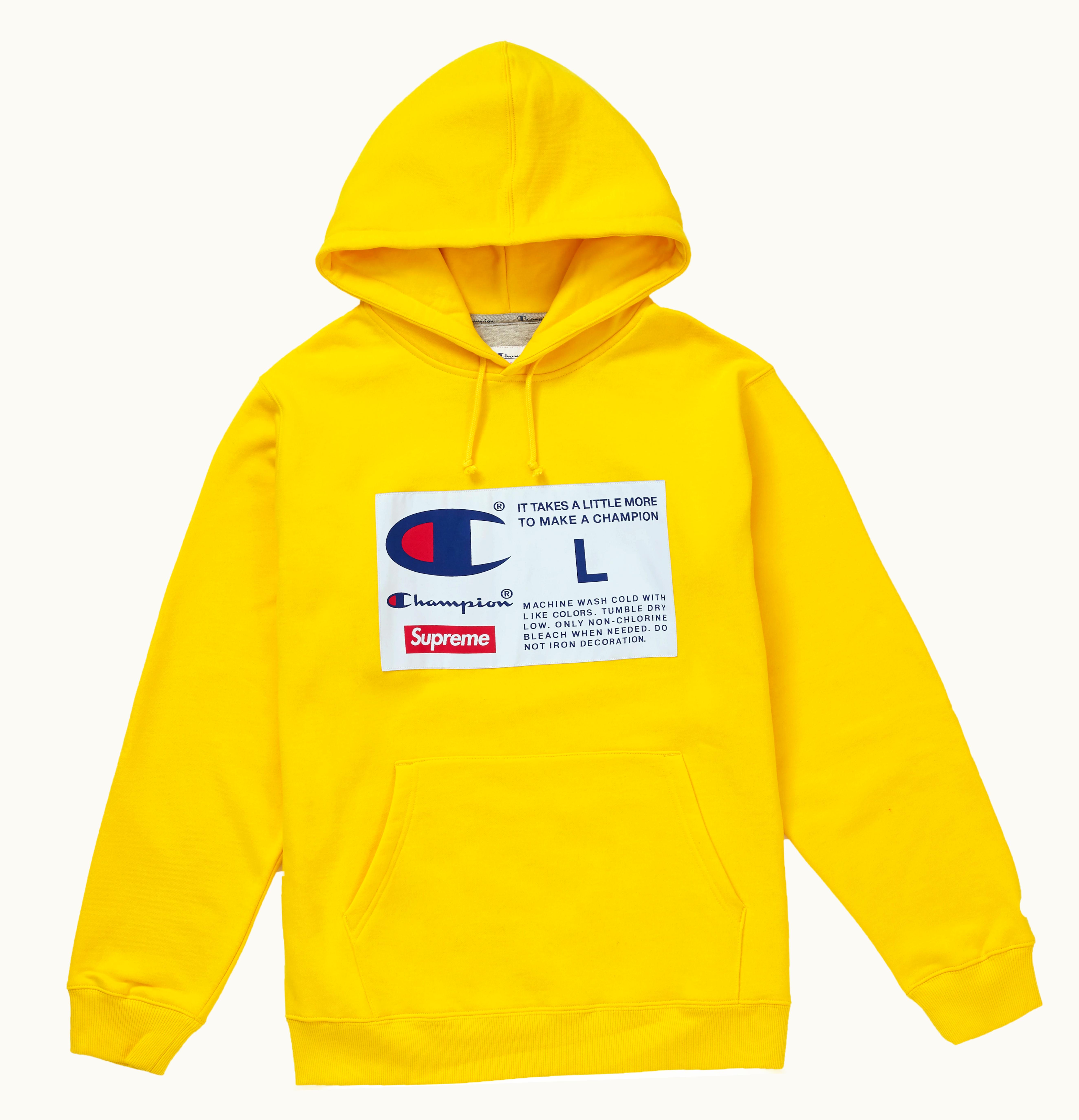 Supreme Supreme Champion Label Hooded Sweatshirt Yellow