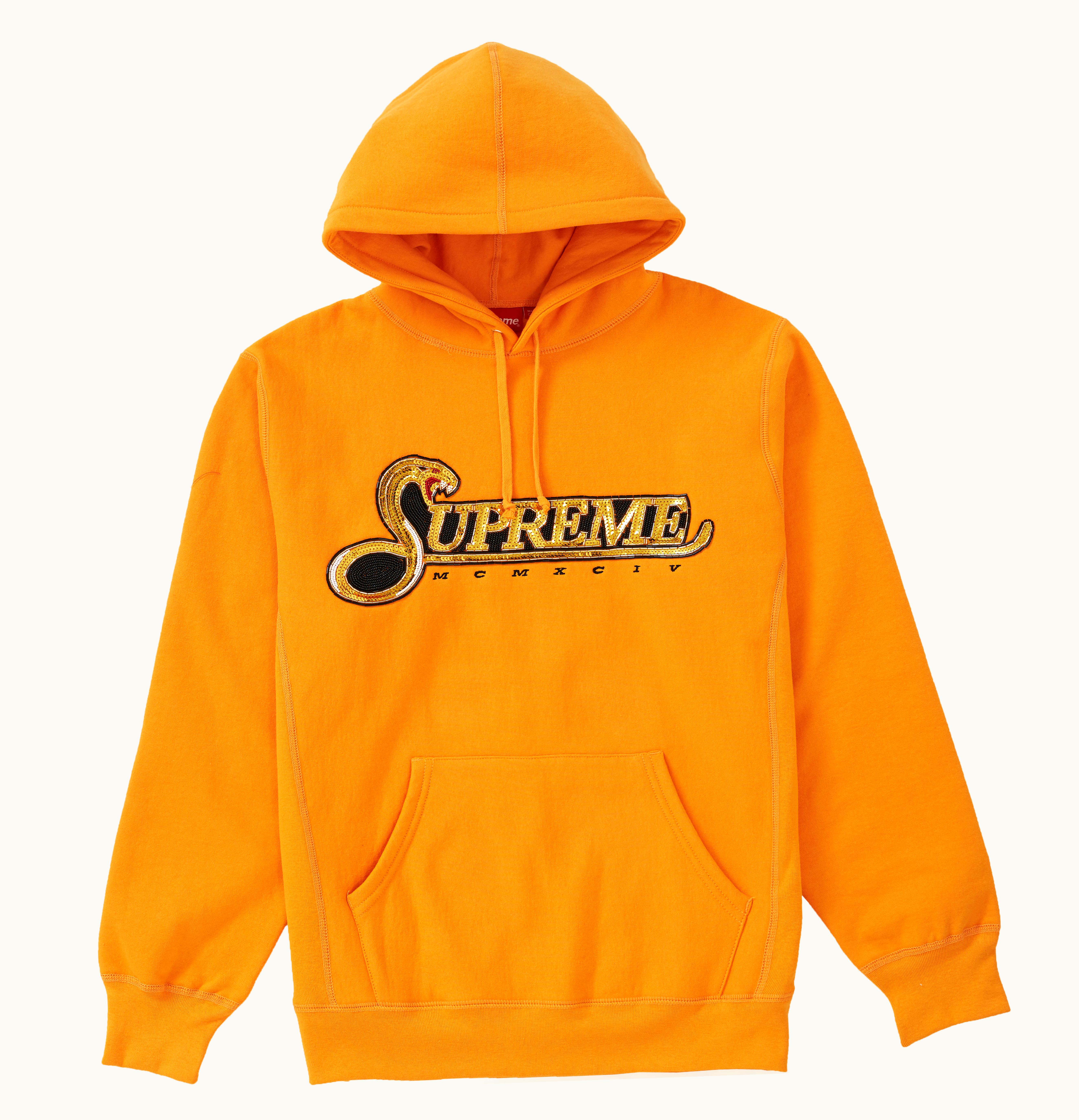 Supreme Supreme Sequin Viper Hooded Sweatshirt Tangerine