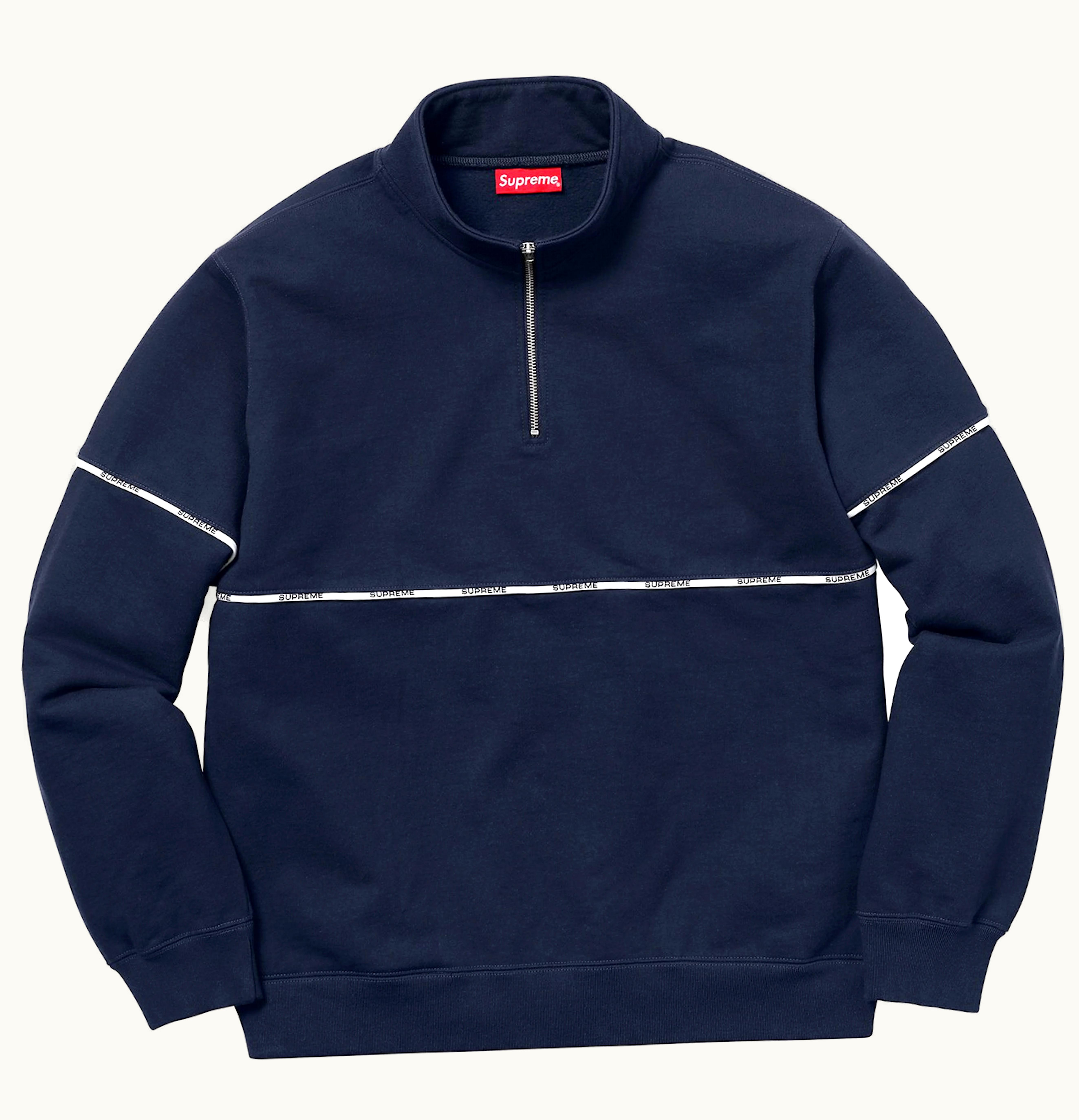 Supreme Supreme Logo Piping Half Zip Sweatshirt Navy