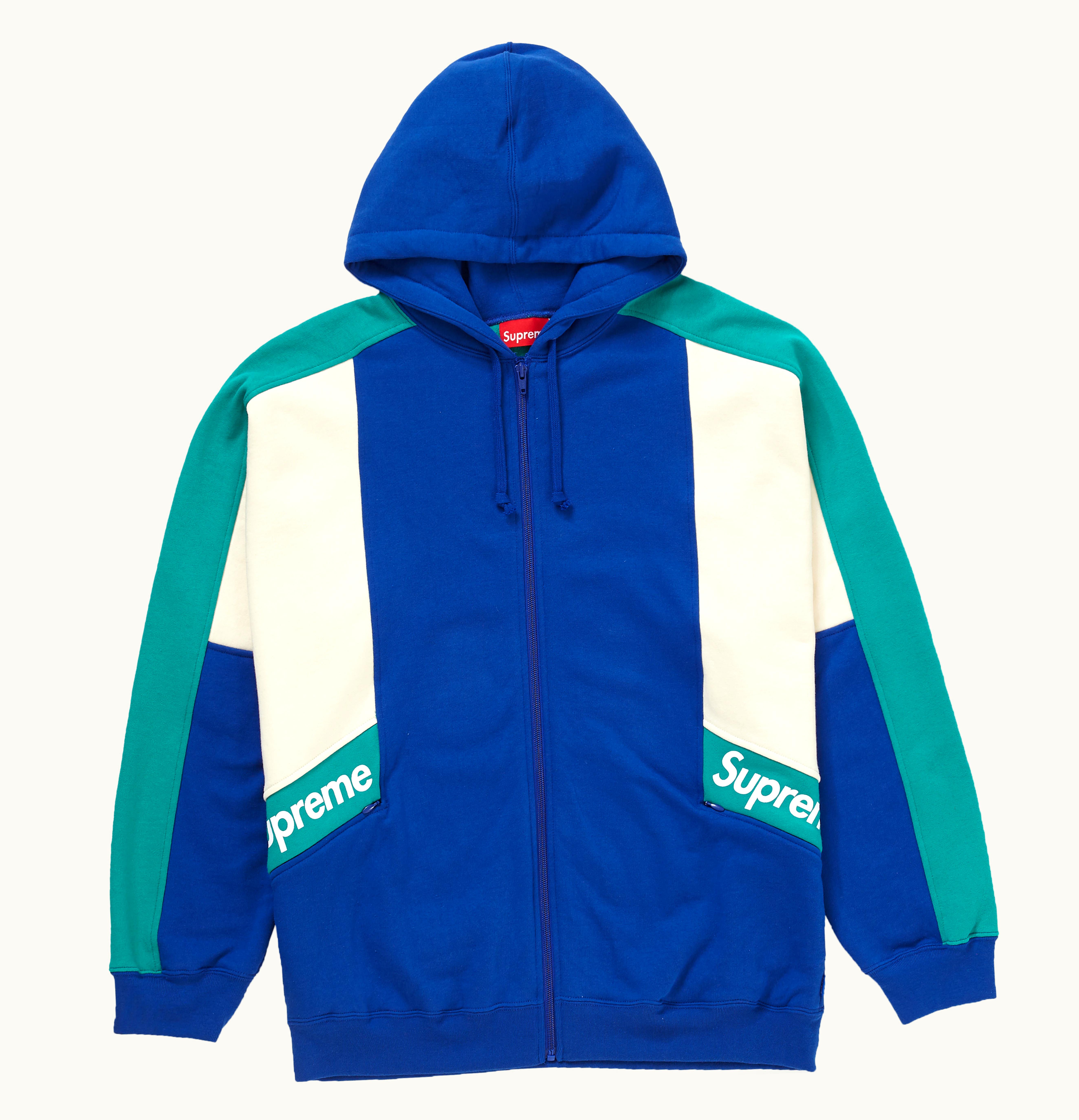Supreme Supreme Color Blocked Zip Up Hooded Sweatshirt Royal