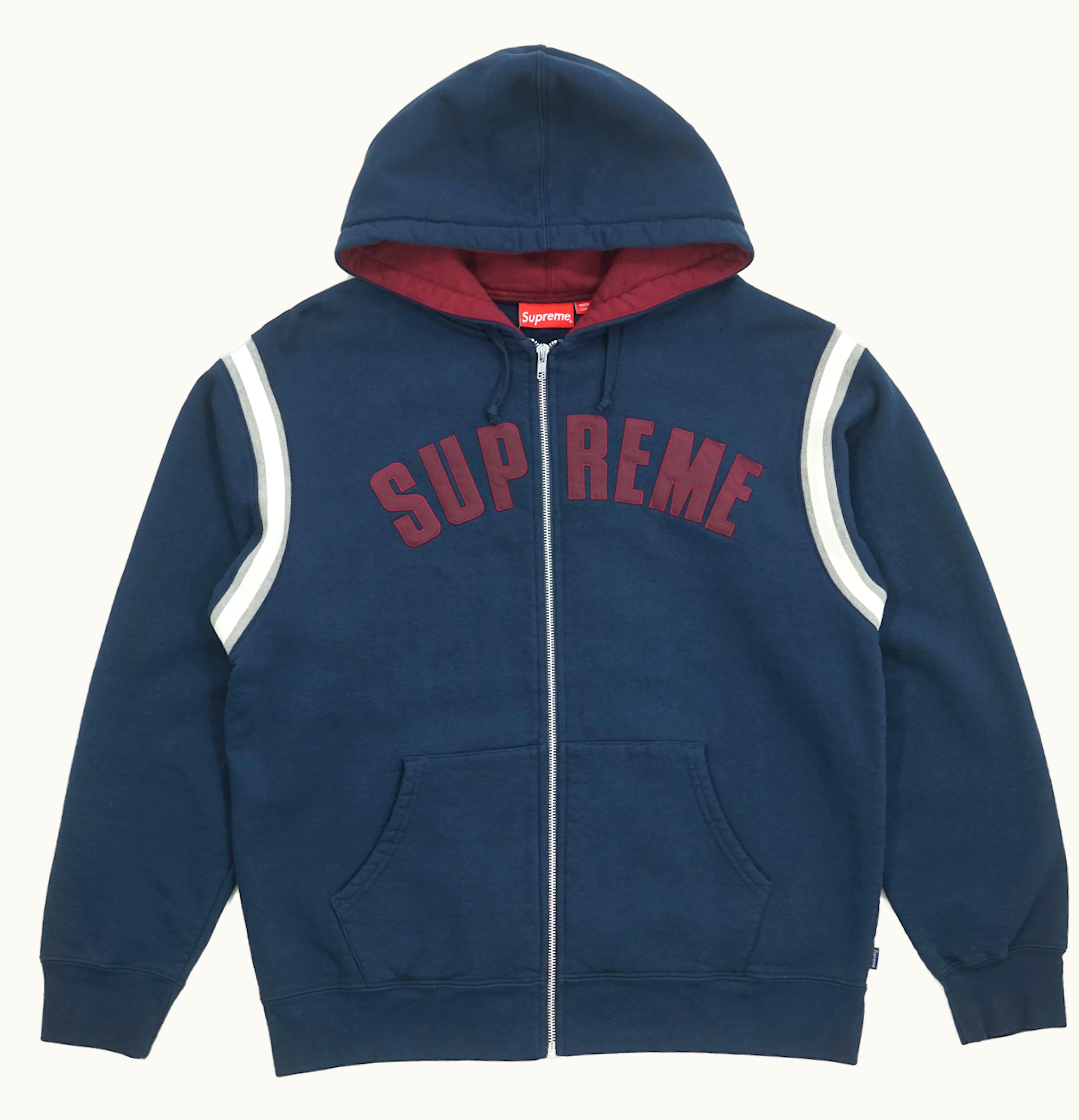 Supreme Supreme Jet Sleeve Zip Up Hooded Sweatshirt Navy