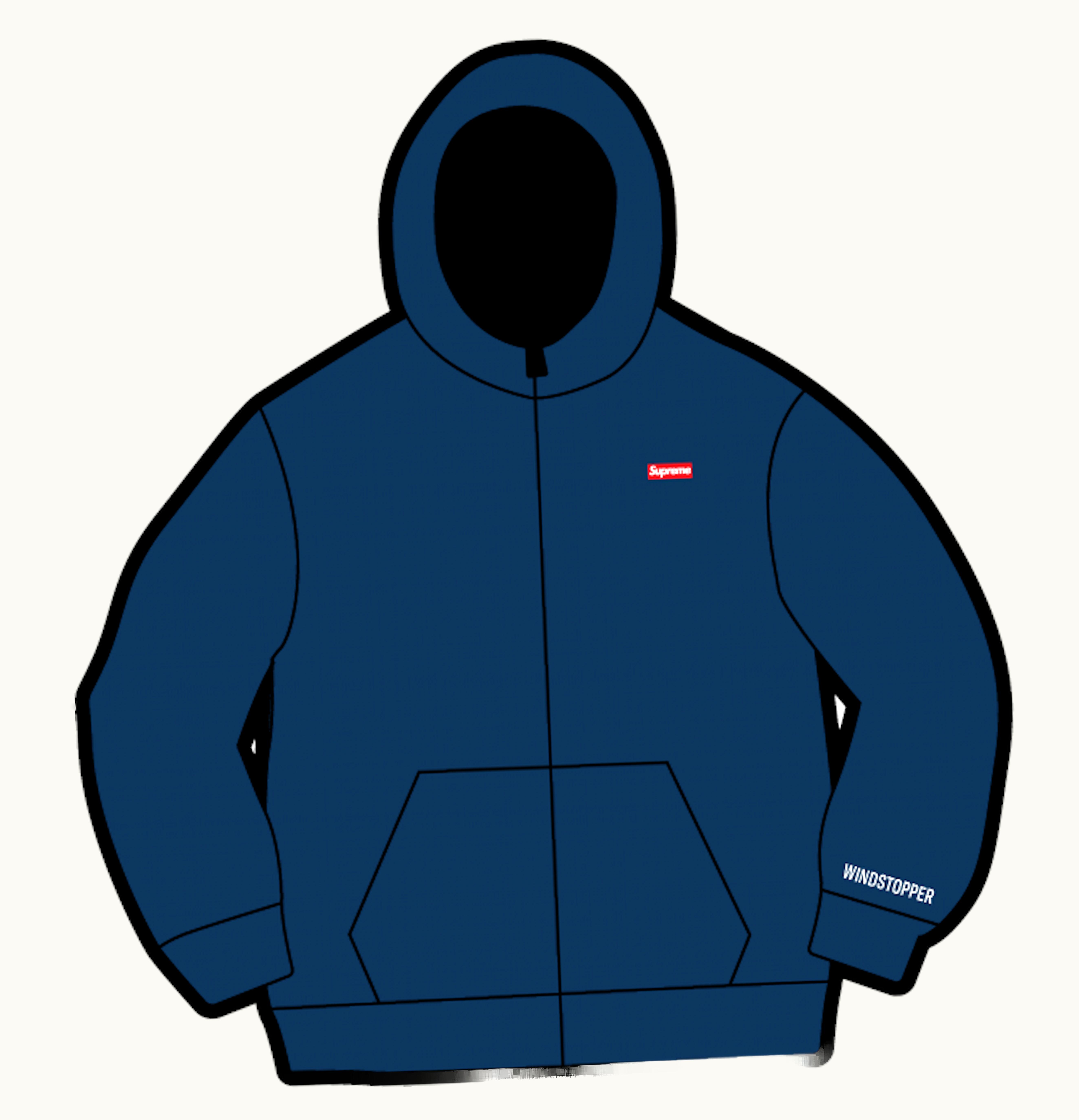 Supreme Supreme WINDSTOPPER Zip Up Hooded Sweatshirt Washed Navy