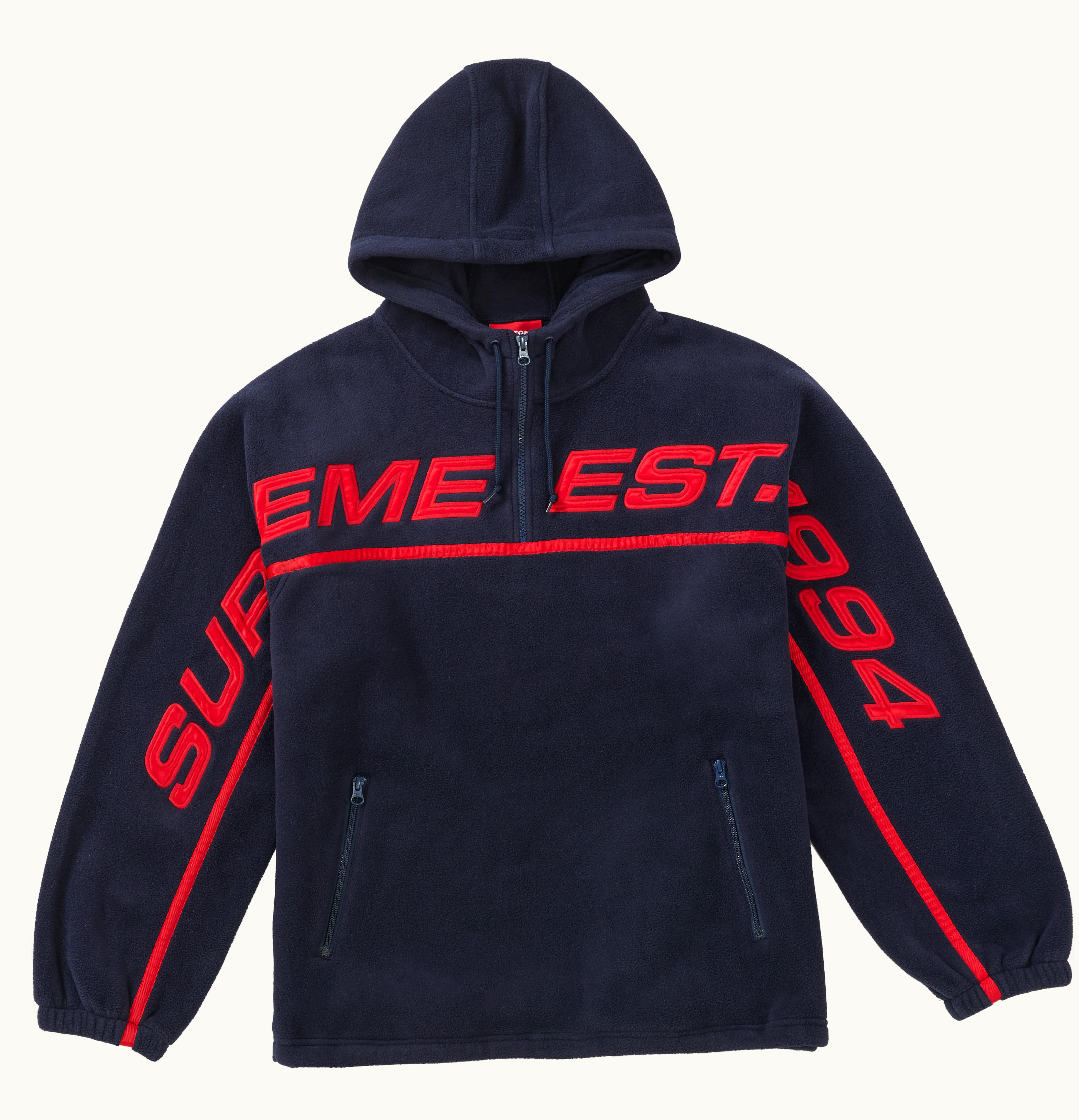 Supreme Supreme Polartec Half Zip Hooded Sweatshirt Navy